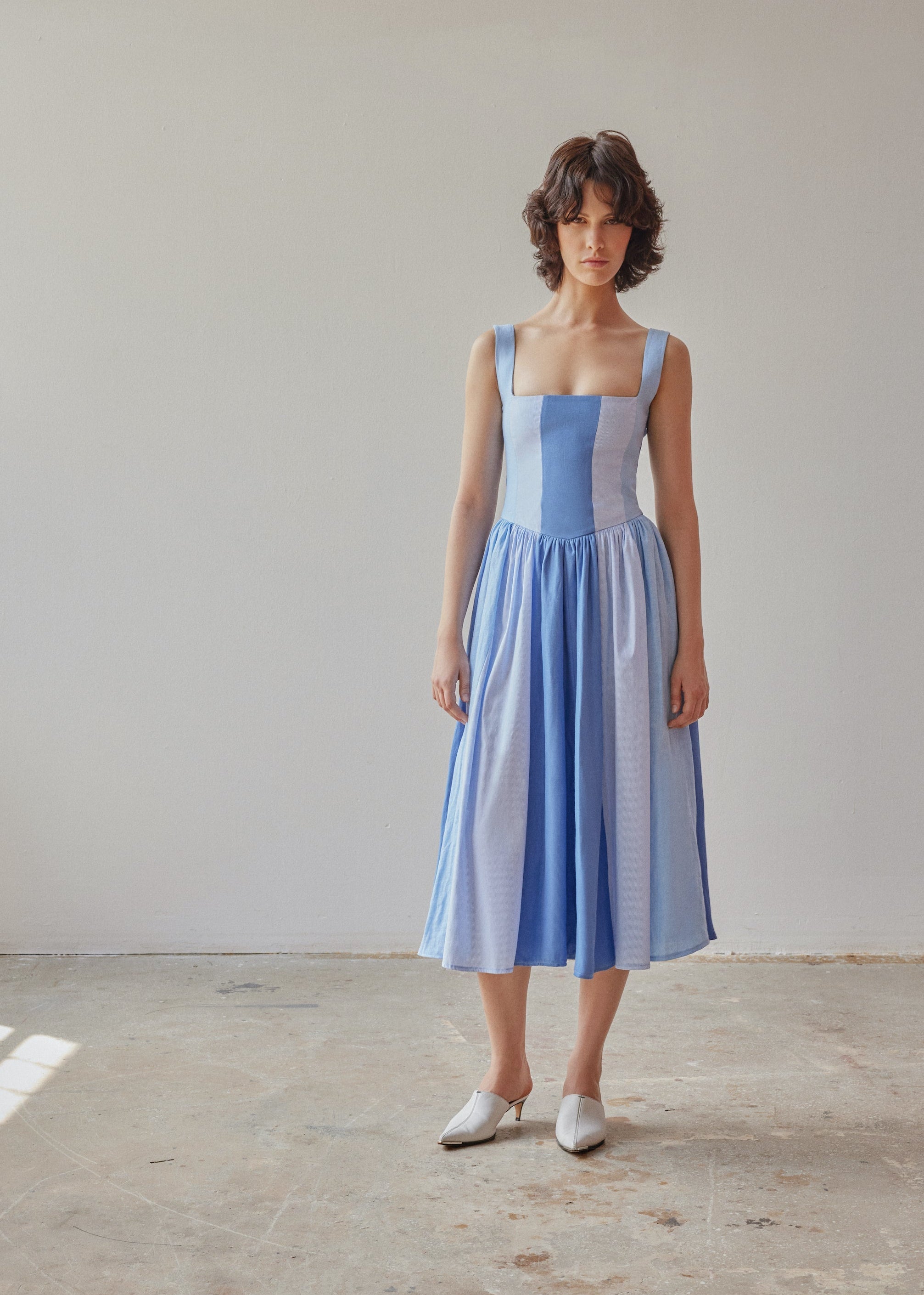 Oh Seven Days-Violet Dress Blue Patchwork-1-Milagron.com