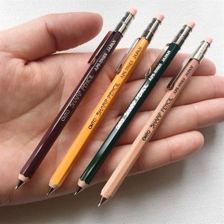Ohto-Ohto Wood Sharp Mini Mekanik Kurşun Kalem 0.5mm Sarı Aps 350 Es-Mekanik Uçlu Kalem-5-Milagron.com
