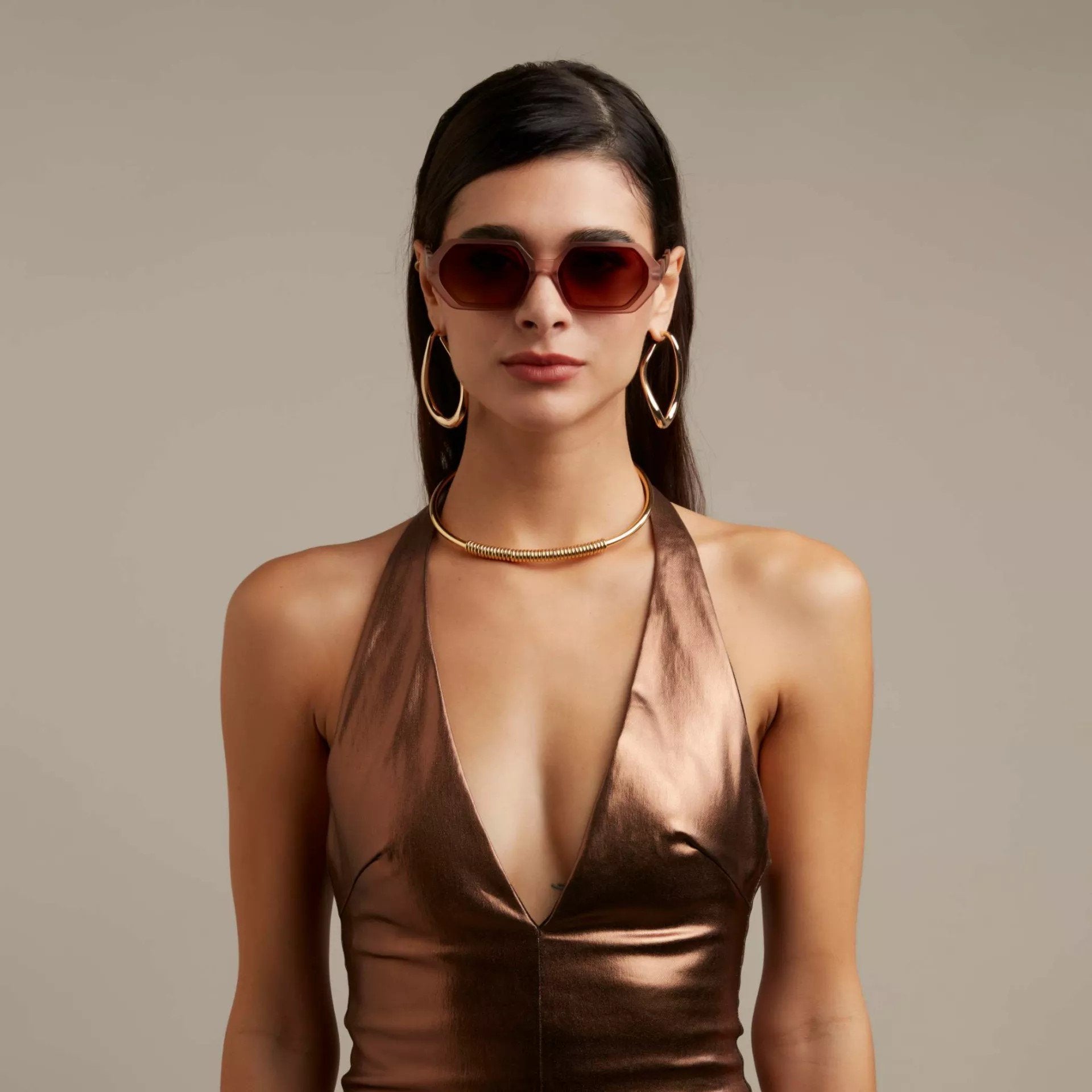 Okkia-Okkia Andrea Altıgen Unisex Güneş Gözlüğü Pembe Havana-Güneş Gözlüğü-8-Milagron.com