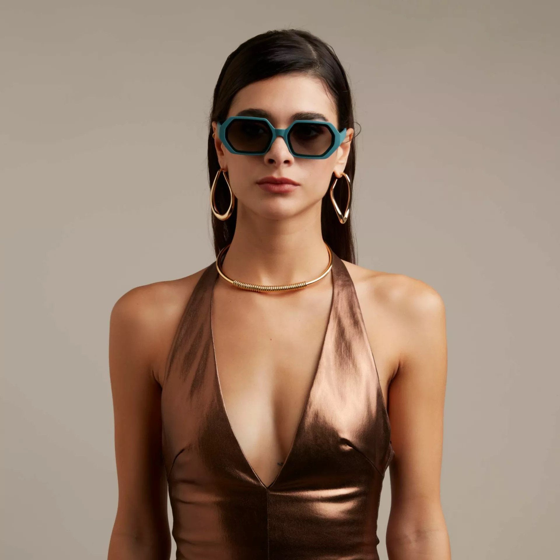 Okkia-Okkia Andrea Altıgen Unisex Güneş Gözlüğü Yeşil-Güneş Gözlüğü-8-Milagron.com