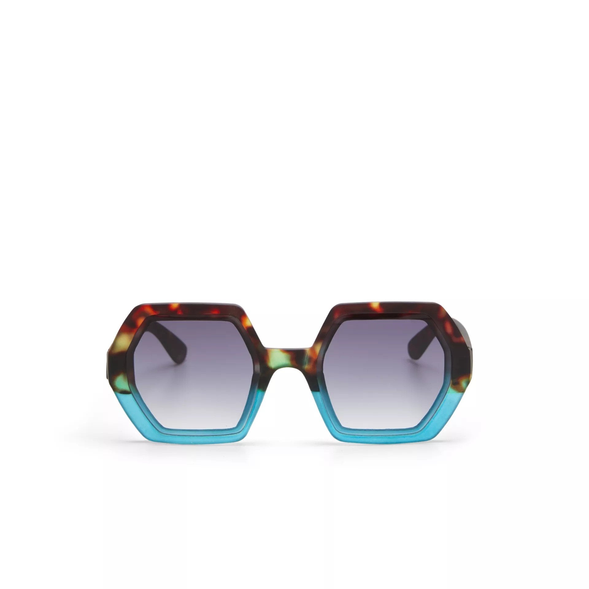 Okkia-Okkia Emma Big Hexagonal Unisex Güneş Gözlüğü Havana Mavisi-Güneş Gözlüğü-5-Milagron.com