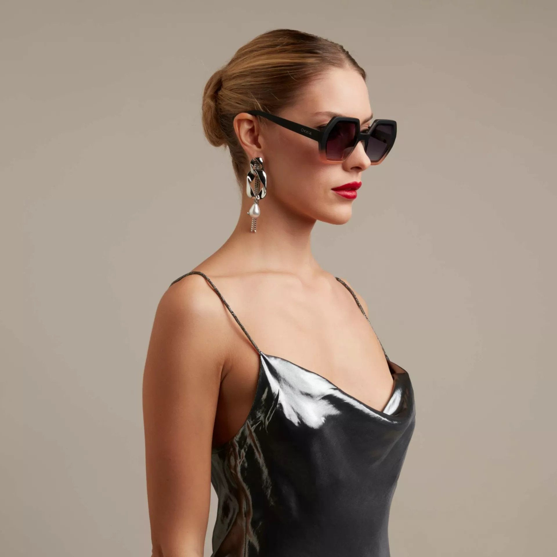 Okkia-Okkia Emma Big Hexagonal Unisex Güneş Gözlüğü Siyah Ros-Güneş Gözlüğü-3-Milagron.com