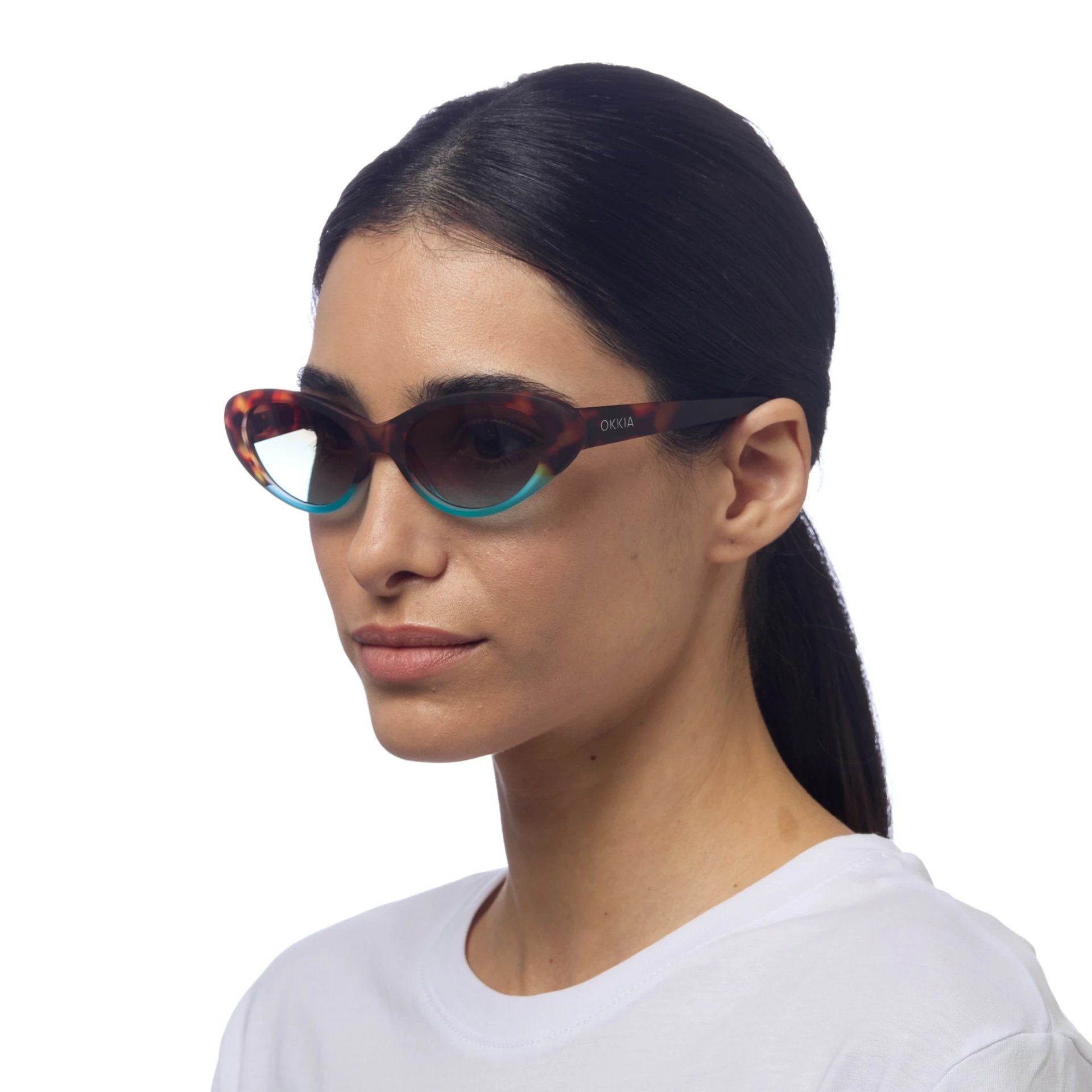 Okkia-Okkia Lina Small Cat Güneş Gözlüğü Havana Mavisi-Güneş Gözlüğü-3-Milagron.com