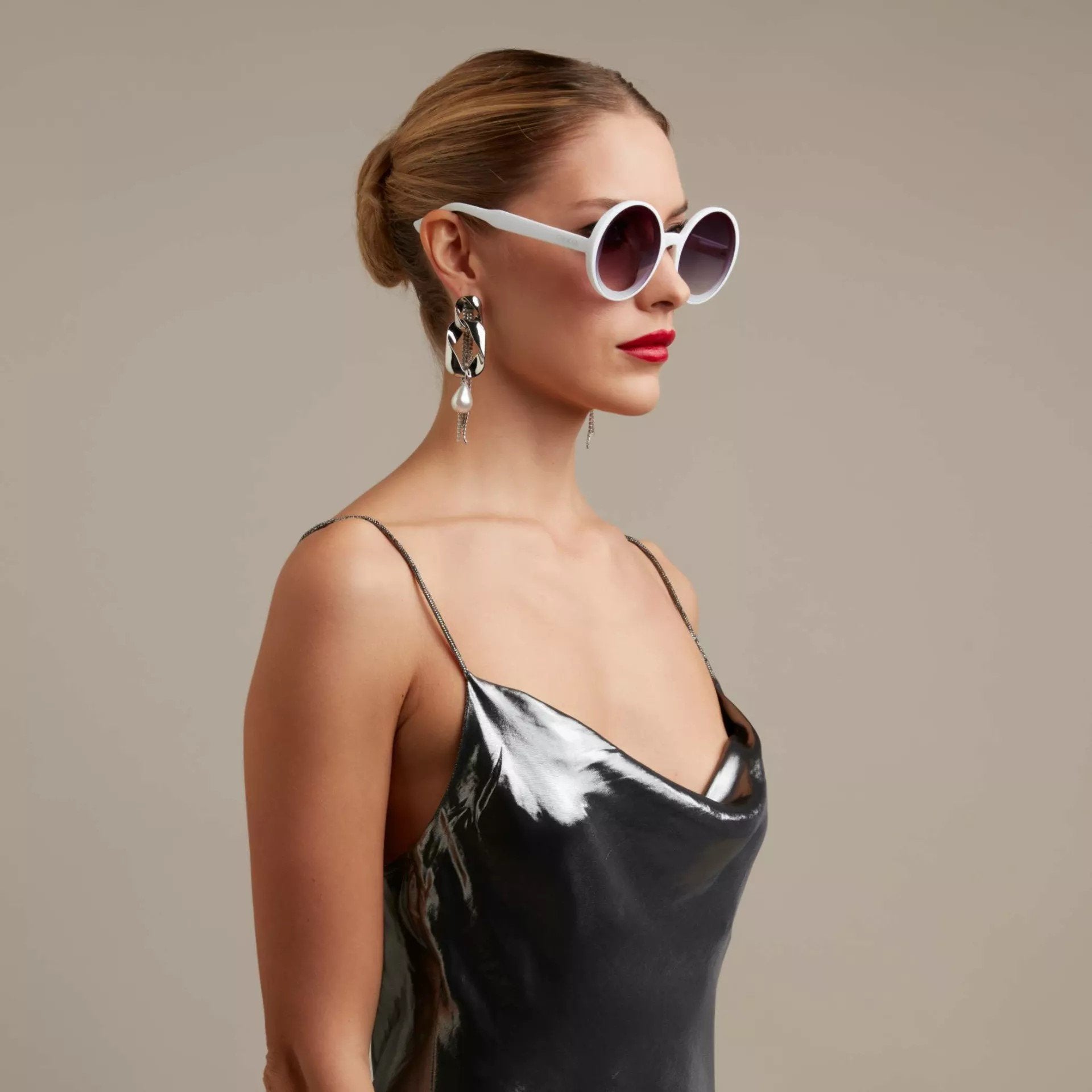 Okkia-Okkia Monica Unisex Büyük Yuvarlak Güneş Gözlüğü Beyaz-Güneş Gözlüğü-3-Milagron.com