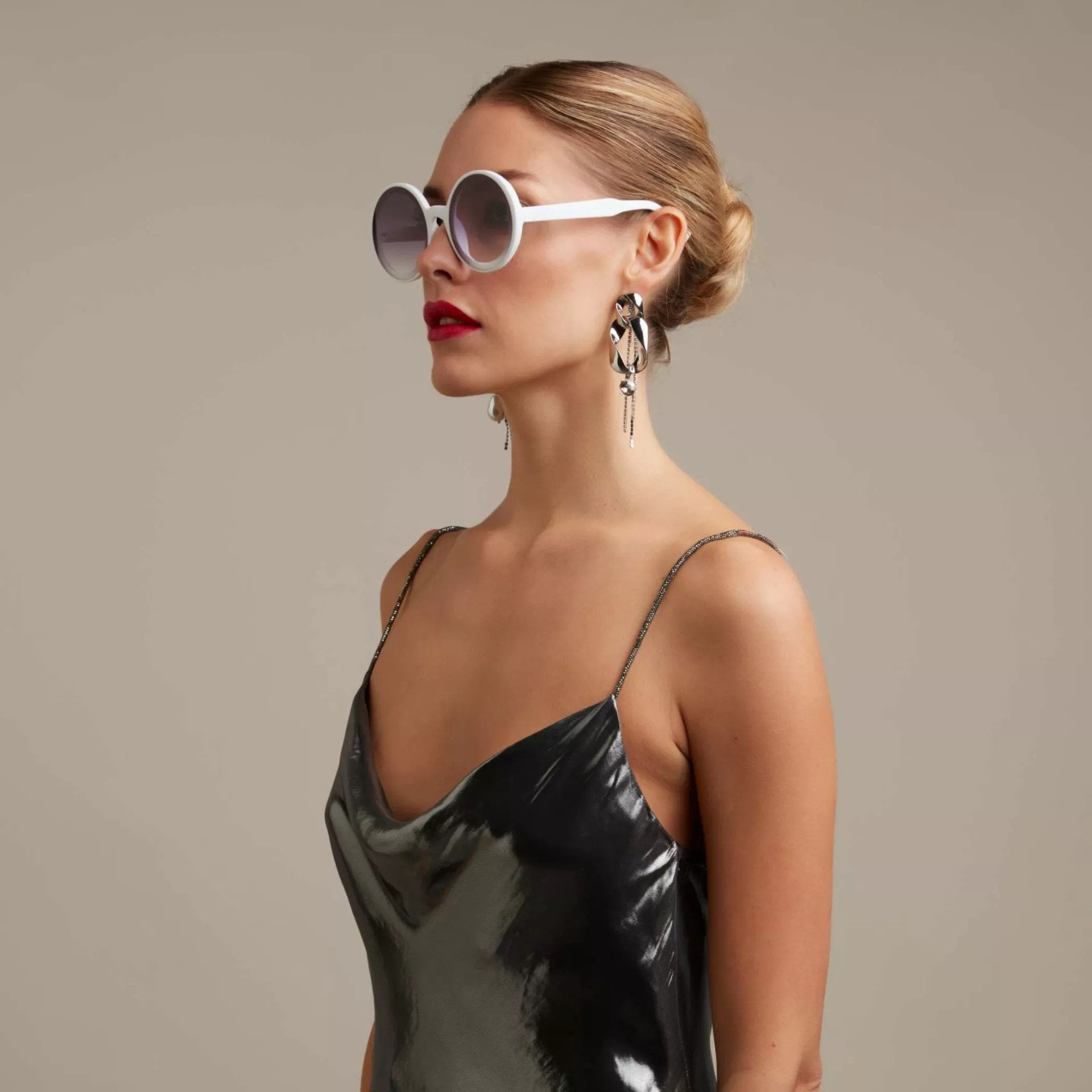 Okkia-Okkia Monica Unisex Büyük Yuvarlak Güneş Gözlüğü Beyaz-Güneş Gözlüğü-4-Milagron.com