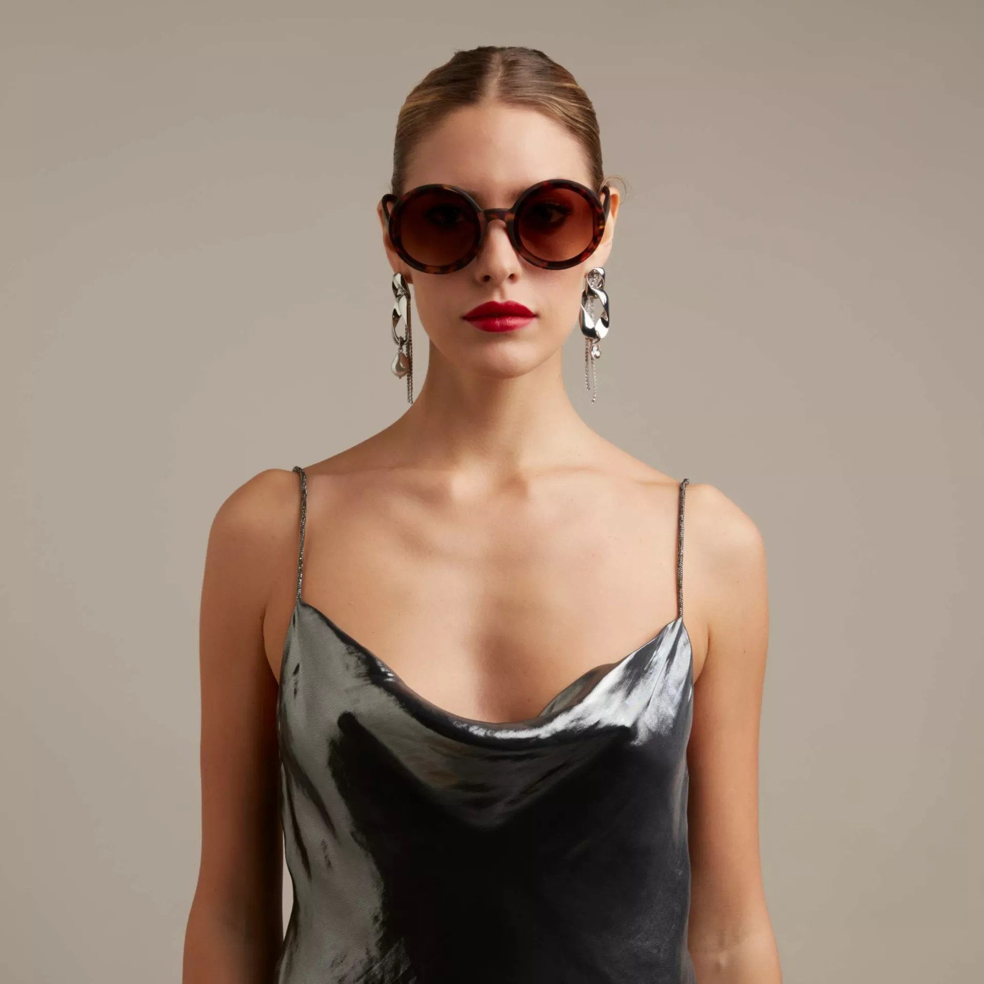 Okkia-Okkia Monica Unisex Büyük Yuvarlak Güneş Gözlüğü Klasik Havana-Güneş Gözlüğü-2-Milagron.com