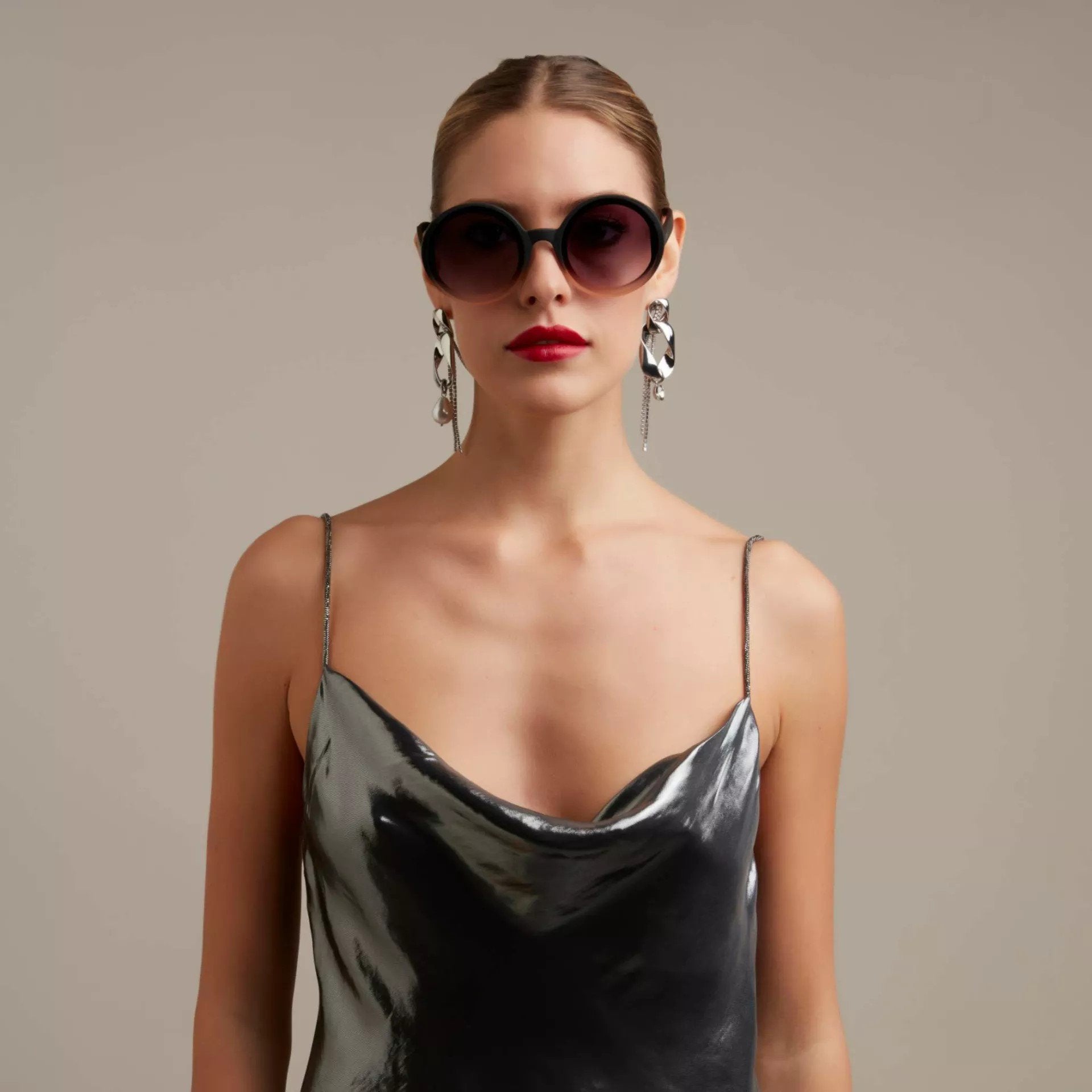 Okkia-Okkia Monica Unisex Büyük Yuvarlak Güneş Gözlüğü Siyah Rose-Güneş Gözlüğü-2-Milagron.com