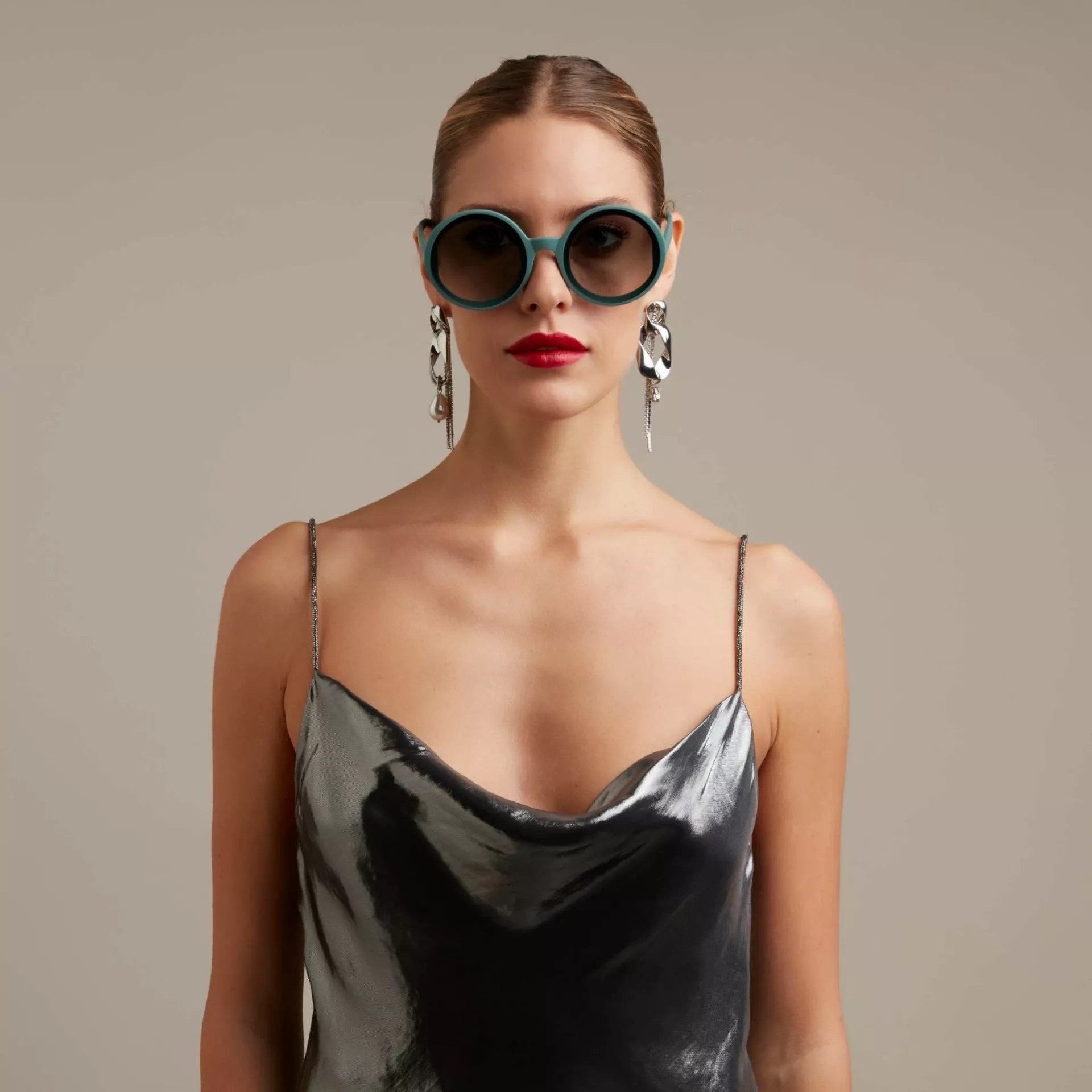 Okkia-Okkia Monica Unisex Büyük Yuvarlak Güneş Gözlüğü Yeşil-Güneş Gözlüğü-2-Milagron.com