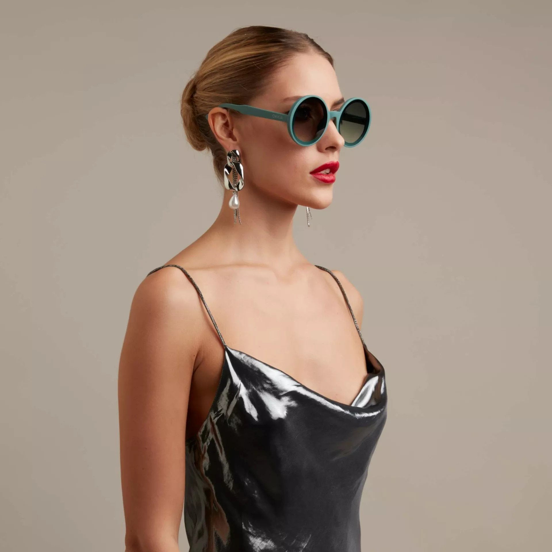 Okkia-Okkia Monica Unisex Büyük Yuvarlak Güneş Gözlüğü Yeşil-Güneş Gözlüğü-3-Milagron.com