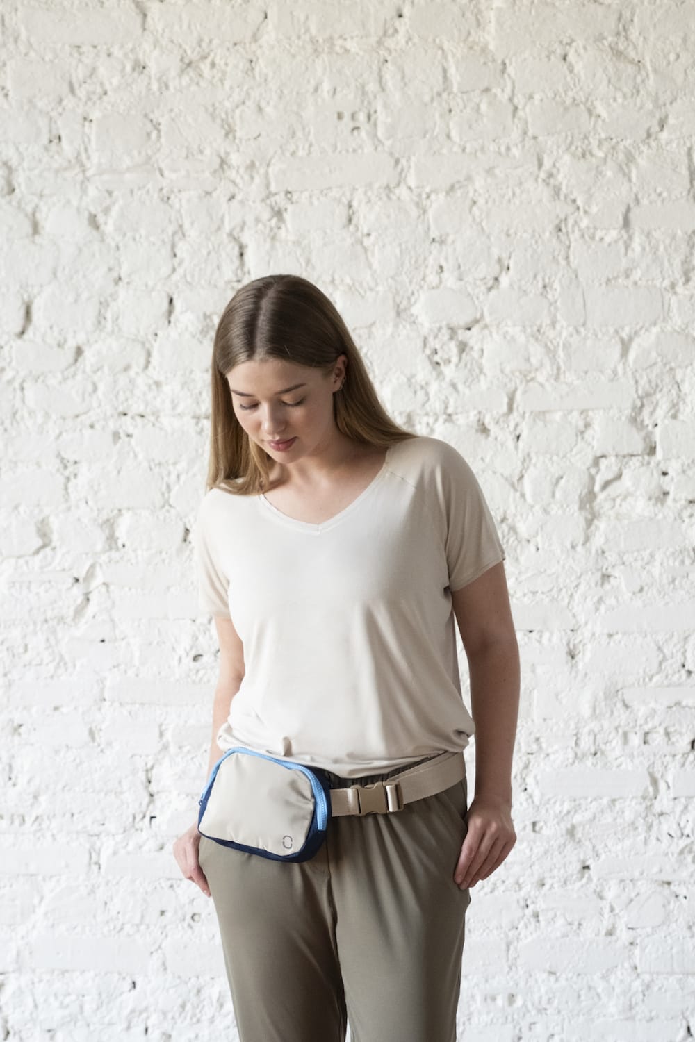 One Of Us-Carrie Me Tenderly Bel Çantası ( Bej / Mavi )-Bel Çantası-2-Milagron.com