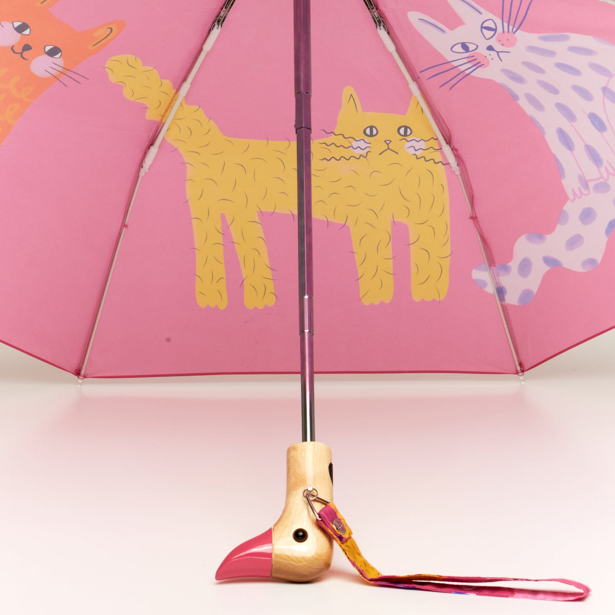 Original Duckhead Duck Kompakt Şemsiye Arty Cats Fuschia