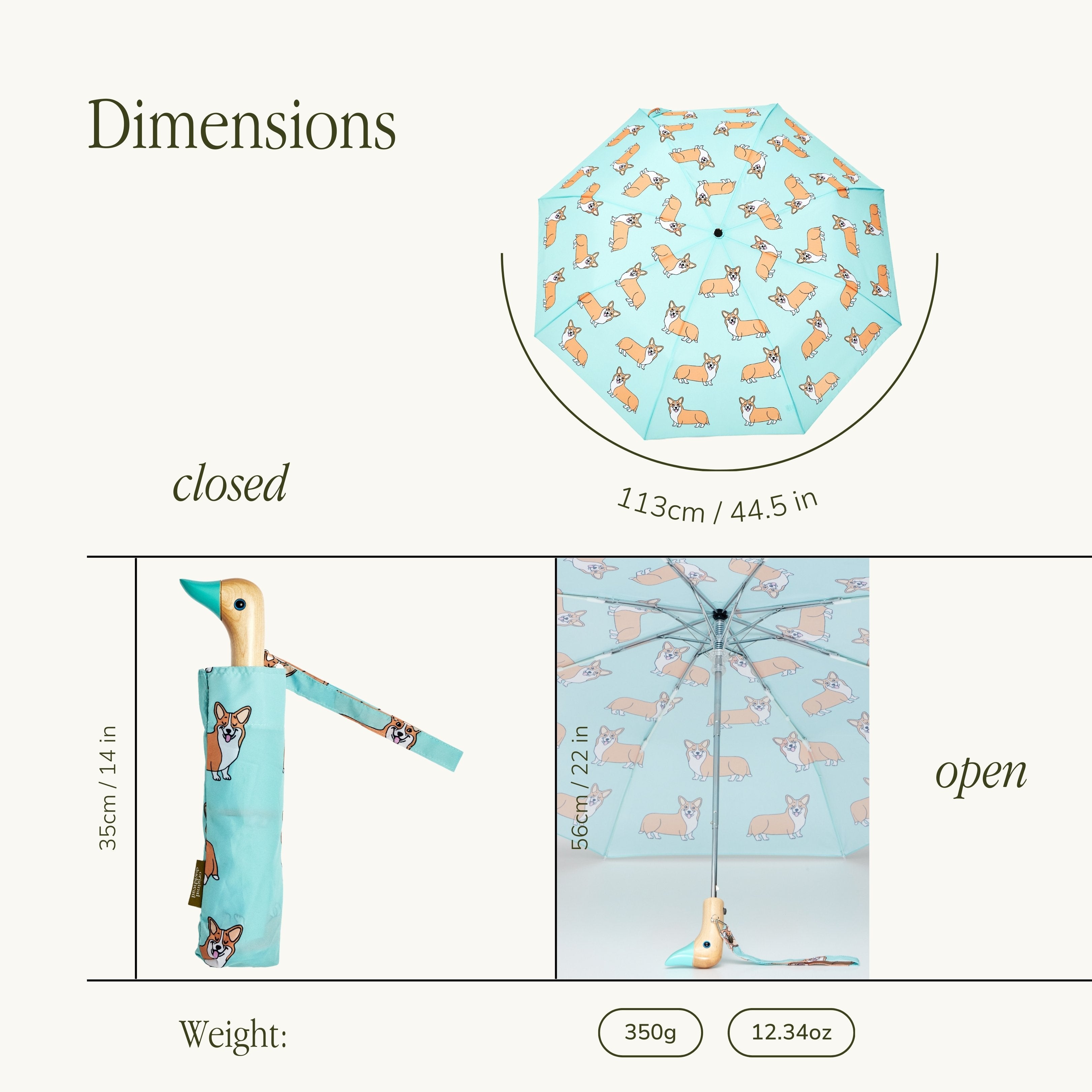 Original Duckhead-Original Duckhead Duck Kompakt şemsiye Corgi Mint Compact-Şemsiye-11-Milagron.com