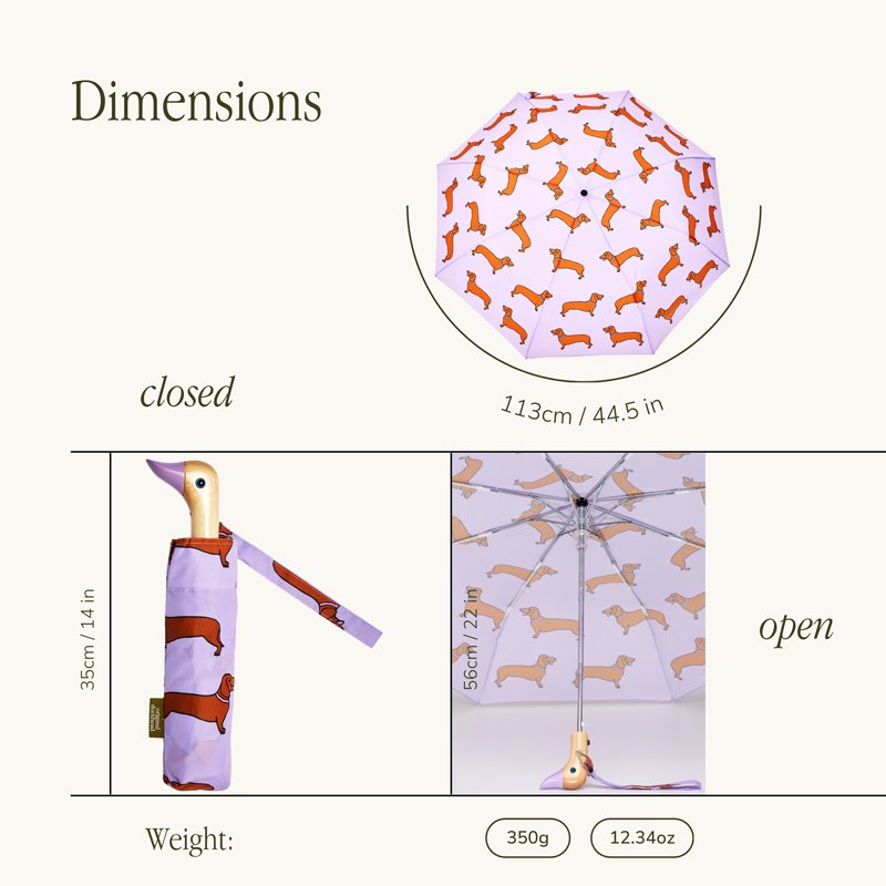 Original Duckhead-Original Duckhead Duck Kompakt şemsiye Dachshund Purple-Şemsiye-5-Milagron.com
