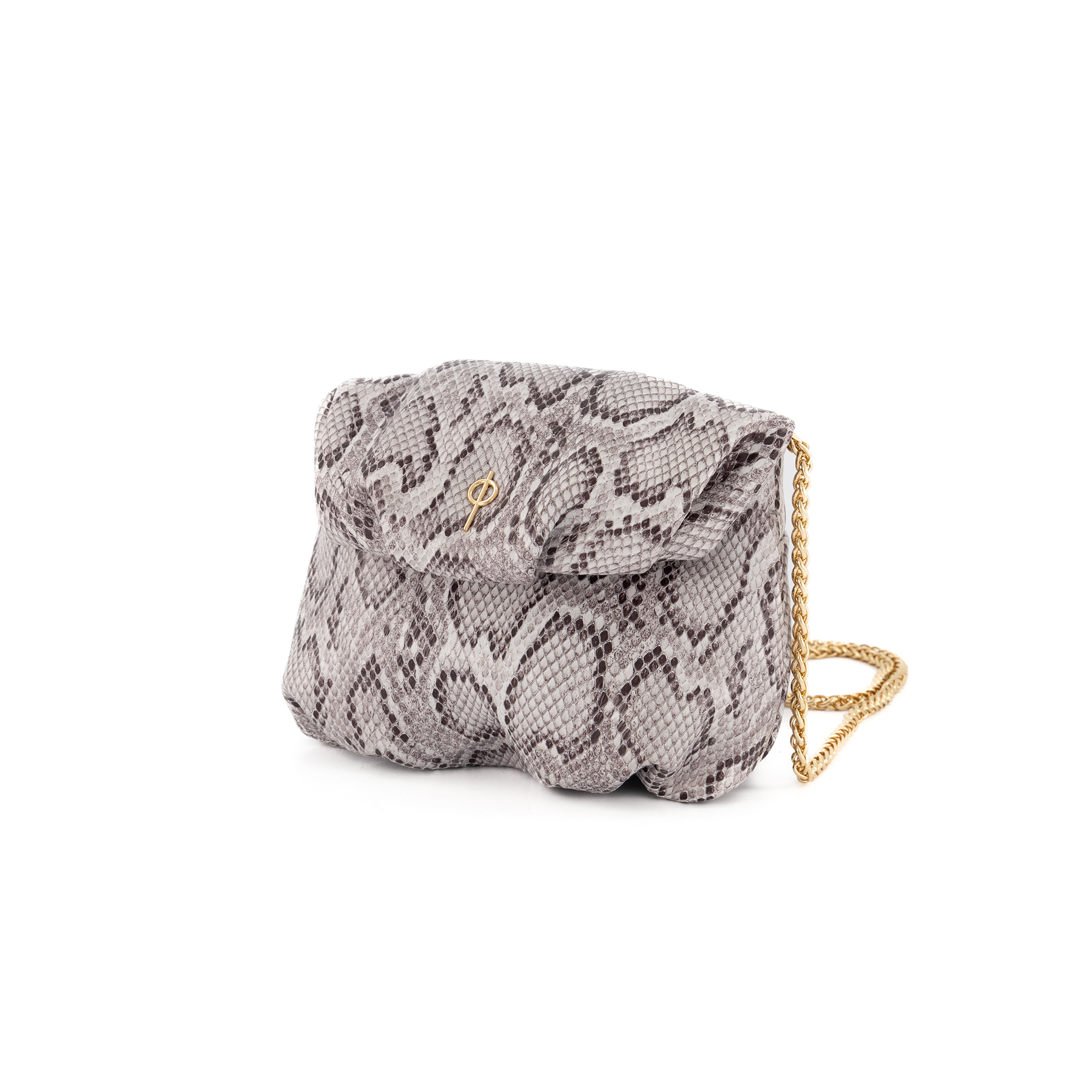 Otrera-Baby Leda Shiny Snake Grey-Omuz Çantası-2-Milagron.com