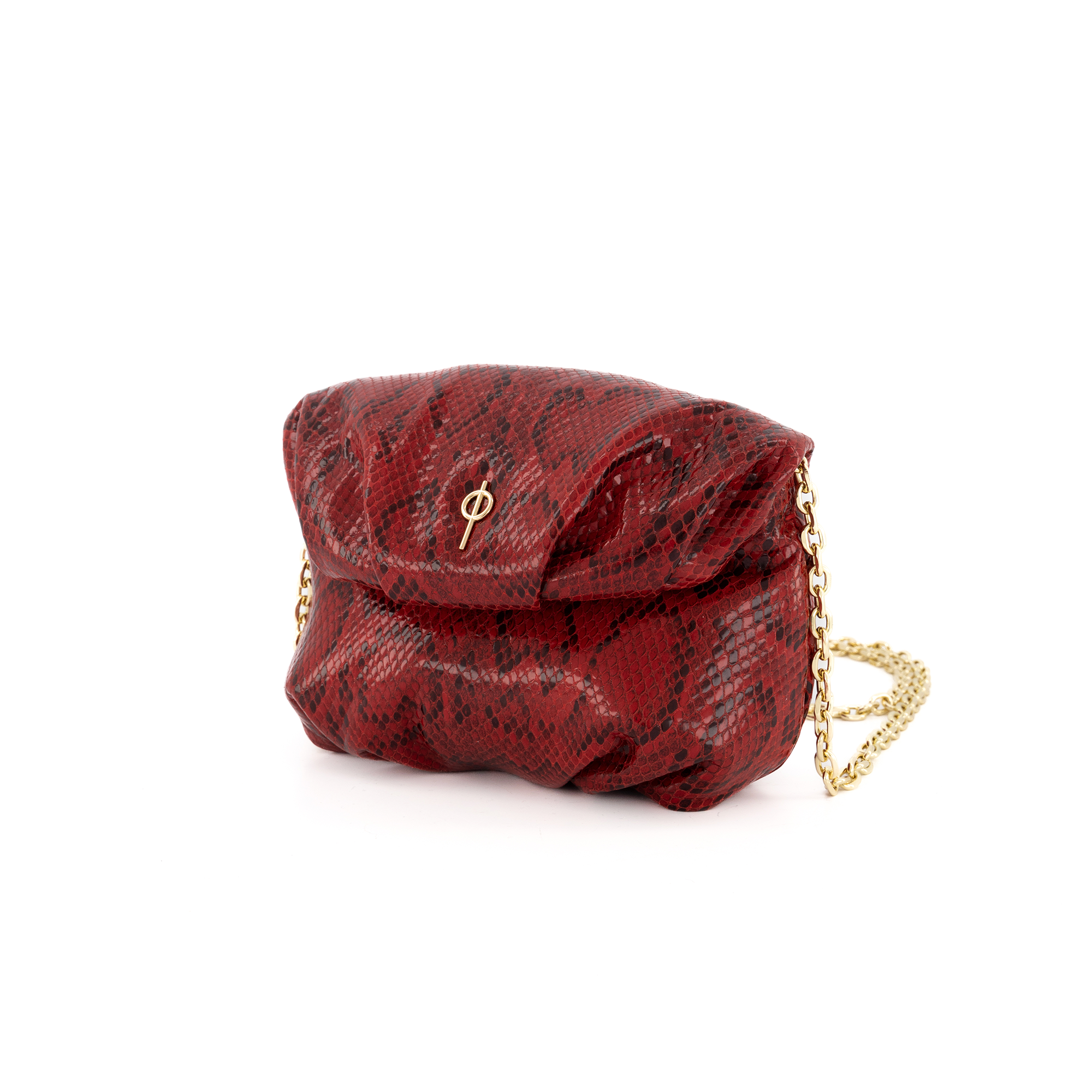 Otrera-Baby Leda Shiny - Snake Red-Omuz Çantası-2-Milagron.com