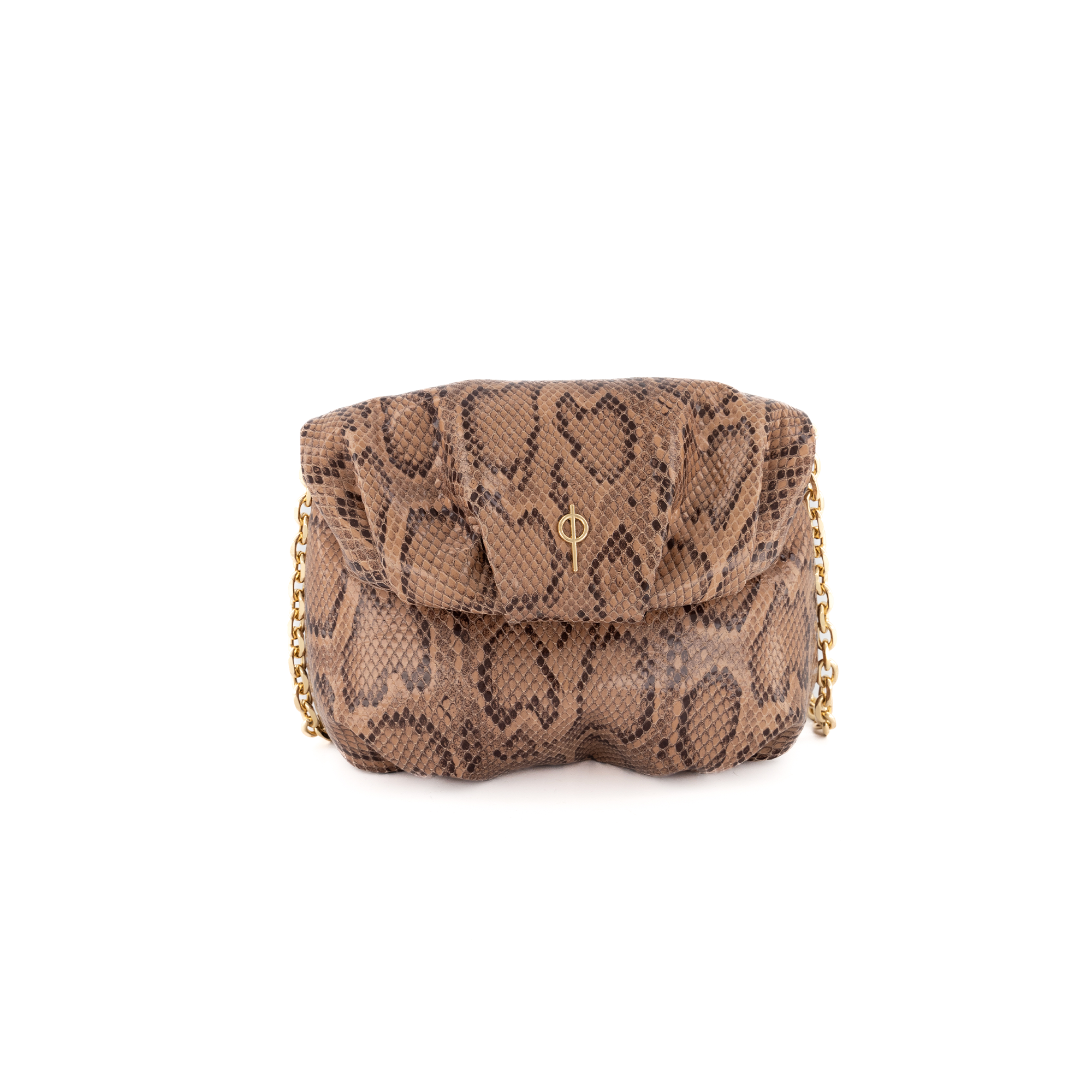 Otrera-Baby Leda Shiny Snake Tan-Omuz Çantası-1-Milagron.com