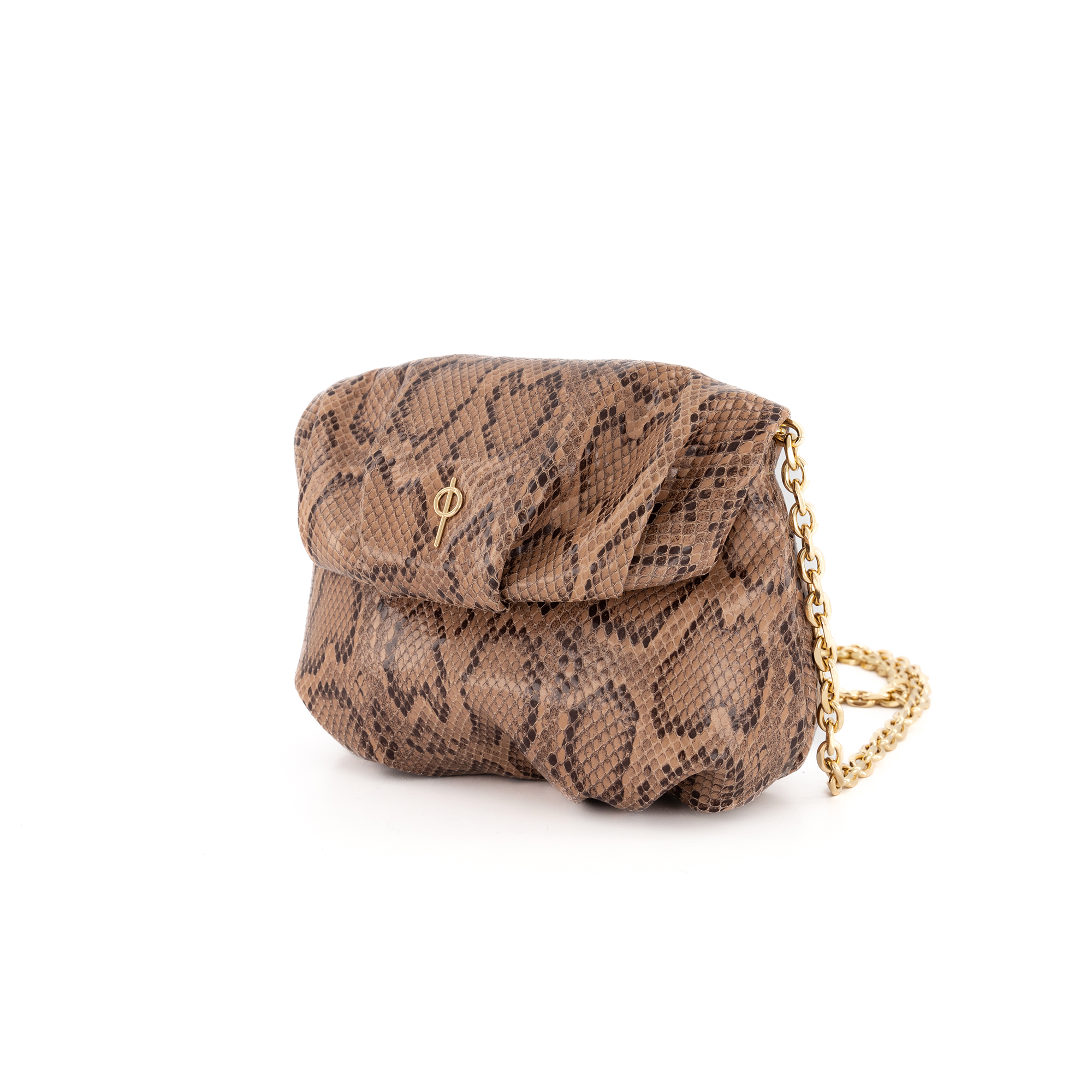 Otrera-Baby Leda Shiny Snake Tan-Omuz Çantası-2-Milagron.com