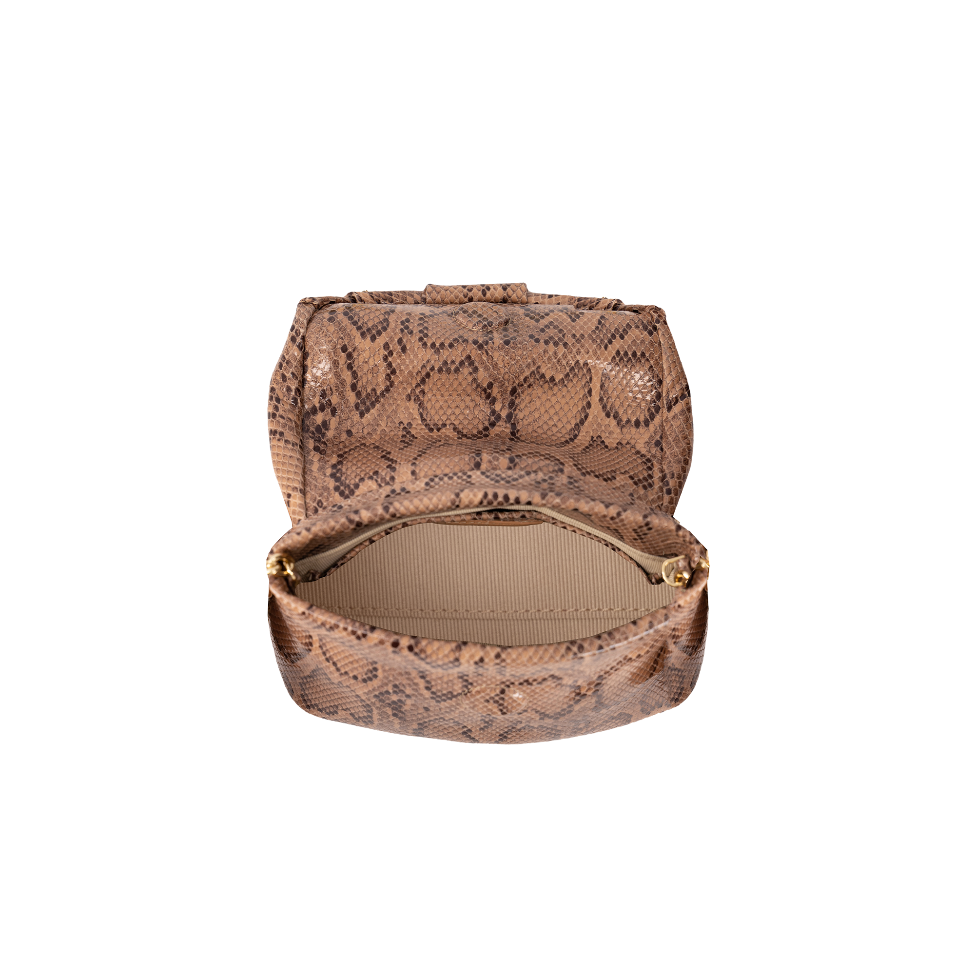 Otrera-Baby Leda Shiny Snake Tan-Omuz Çantası-3-Milagron.com