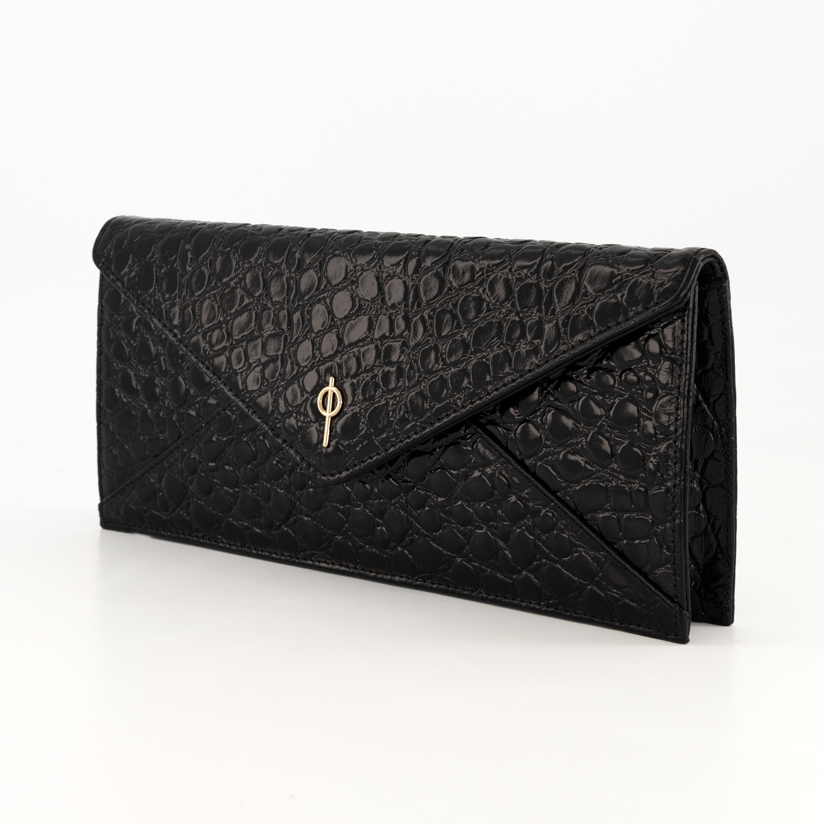 Otrera-Croco Night Bag Black-Clutch-2-Milagron.com