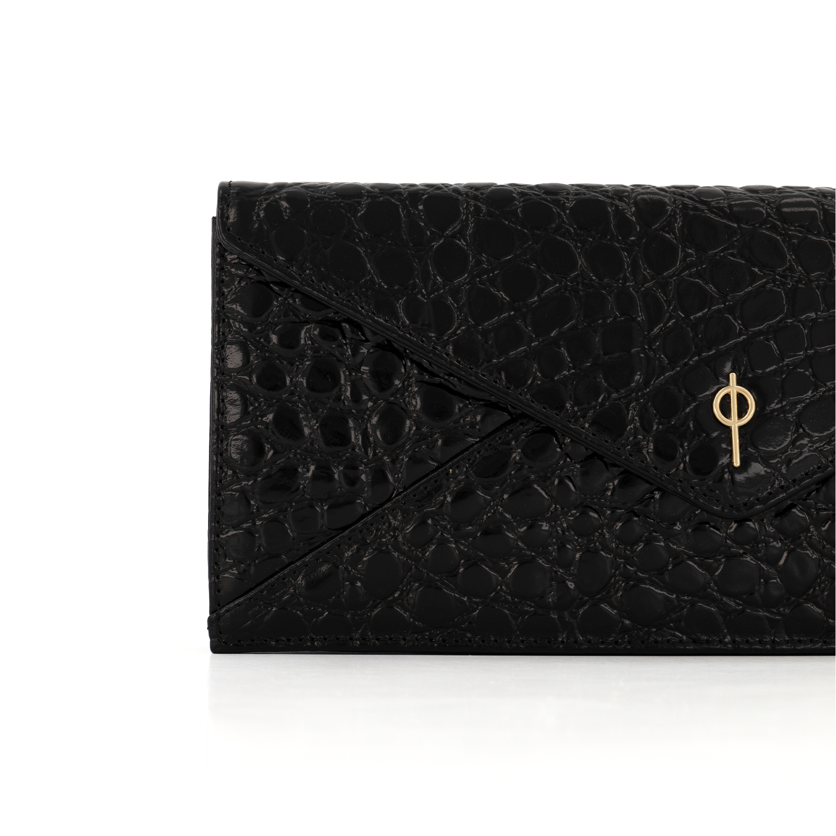 Otrera-Croco Night Bag Black-Clutch-3-Milagron.com