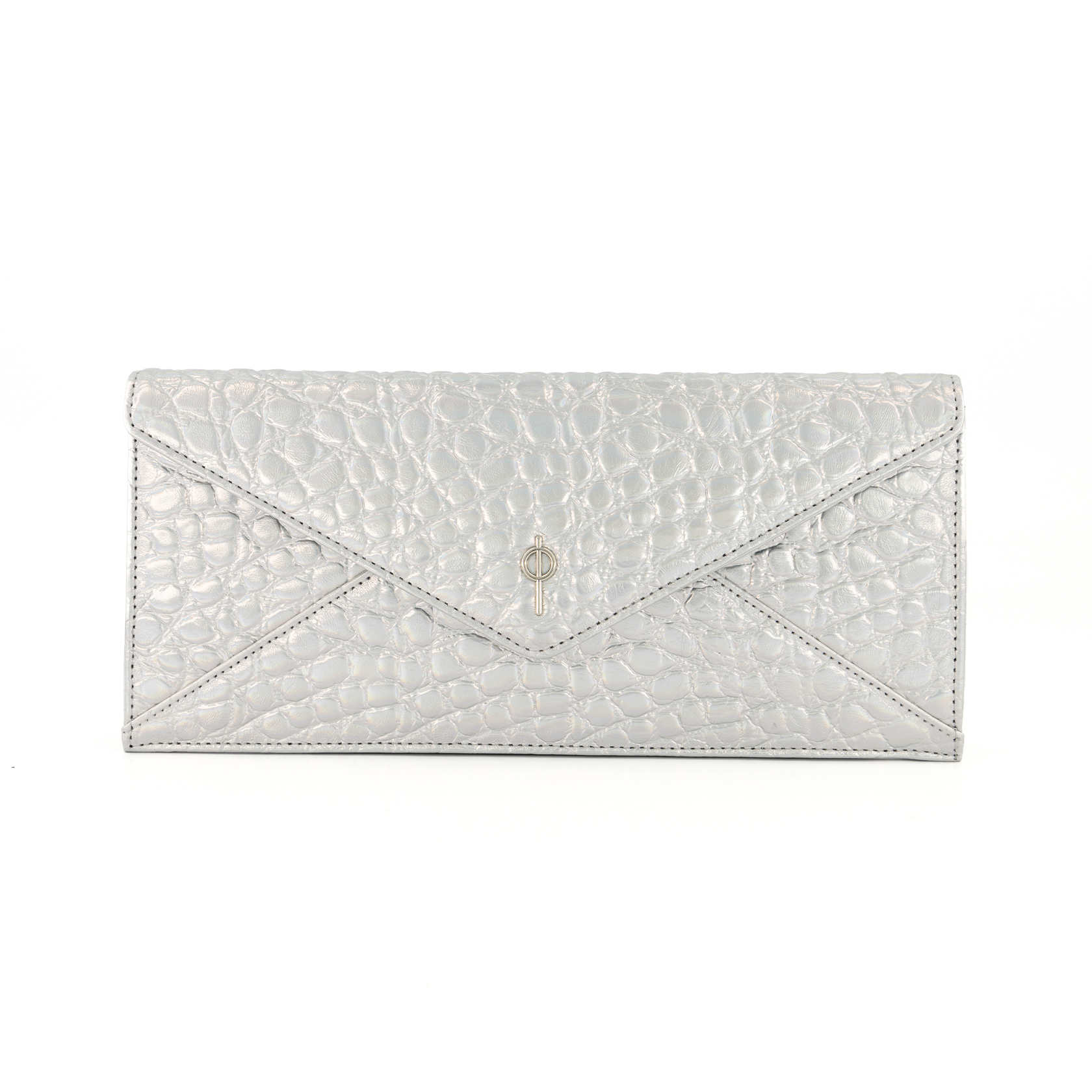 Otrera-Croco Night Bag Silver-Clutch-1-Milagron.com