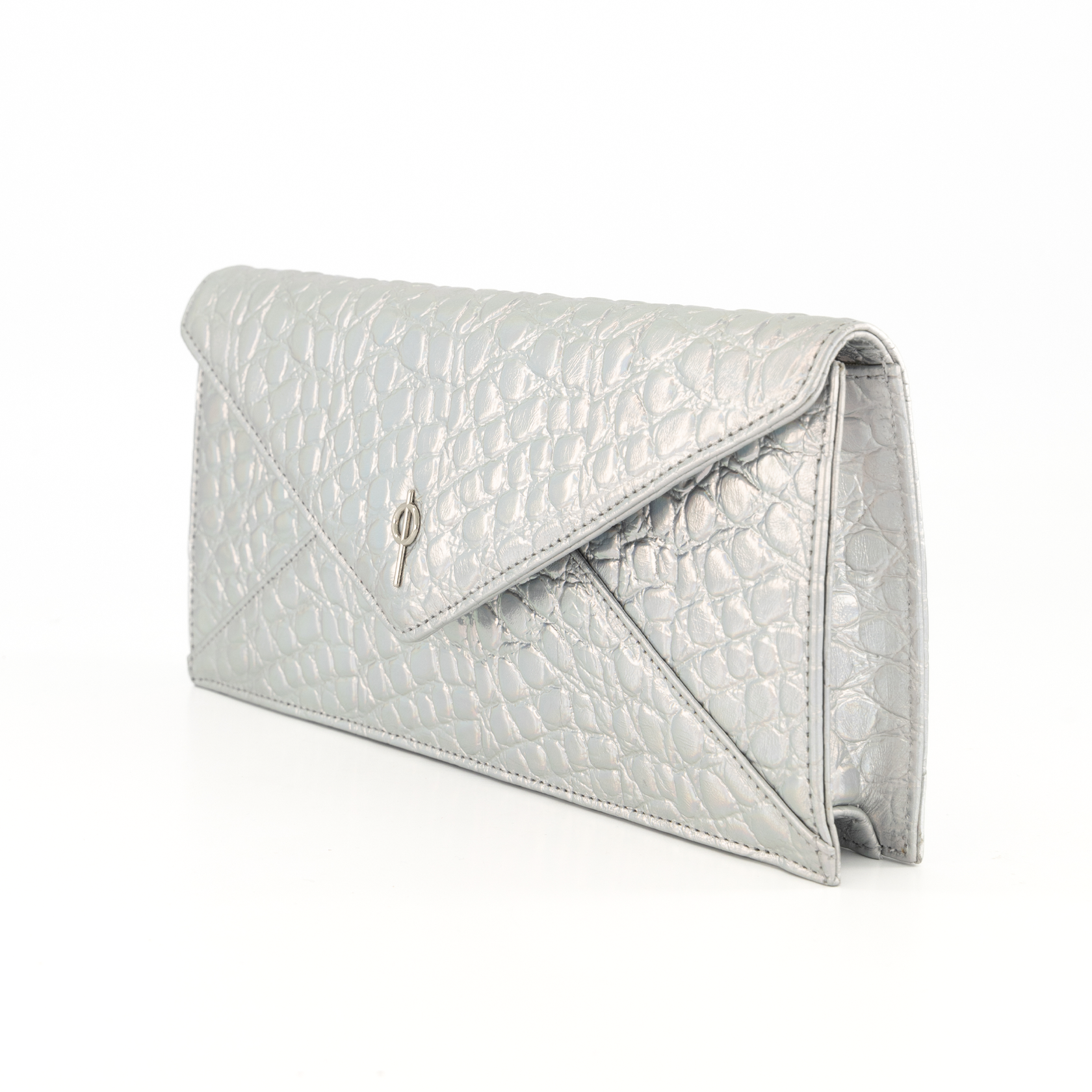 Otrera-Croco Night Bag Silver-Clutch-2-Milagron.com