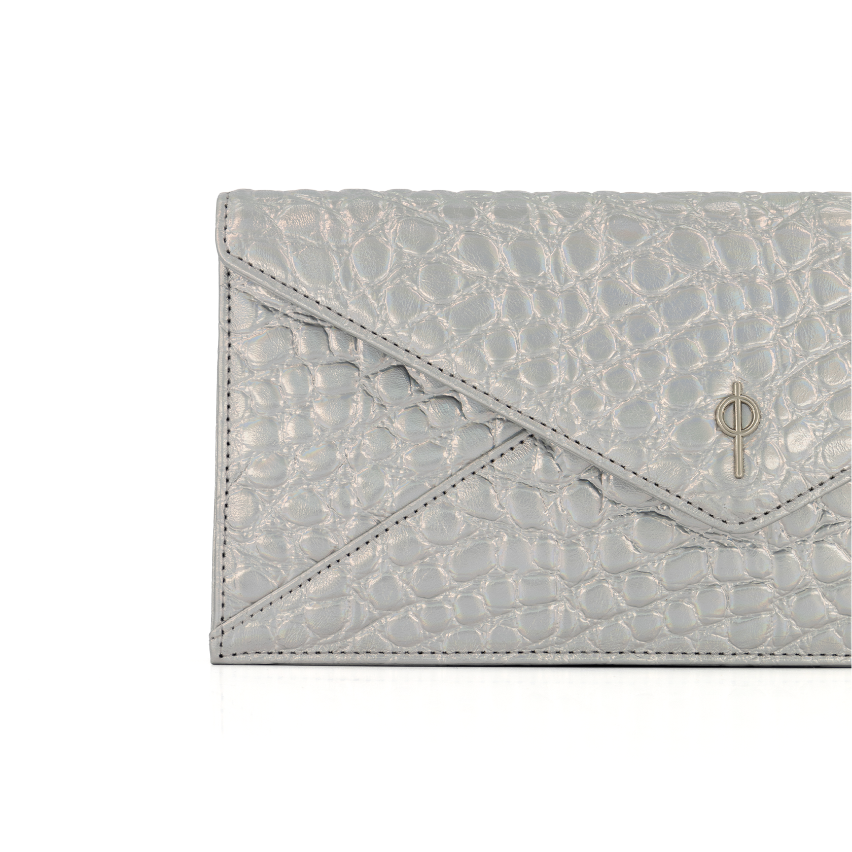 Otrera-Croco Night Bag Silver-Clutch-3-Milagron.com