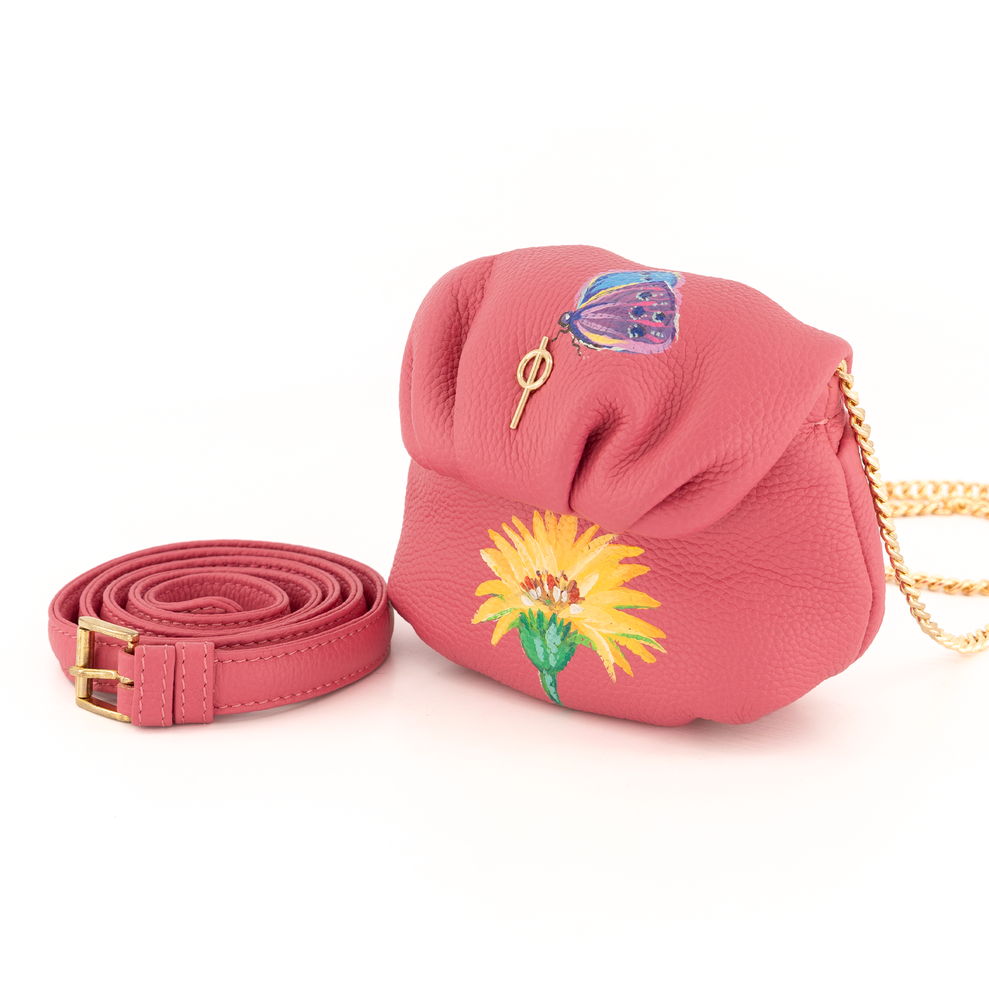 Otrera-Hand Painted Tiny Leda Pink-Omuz Çantası-3-Milagron.com