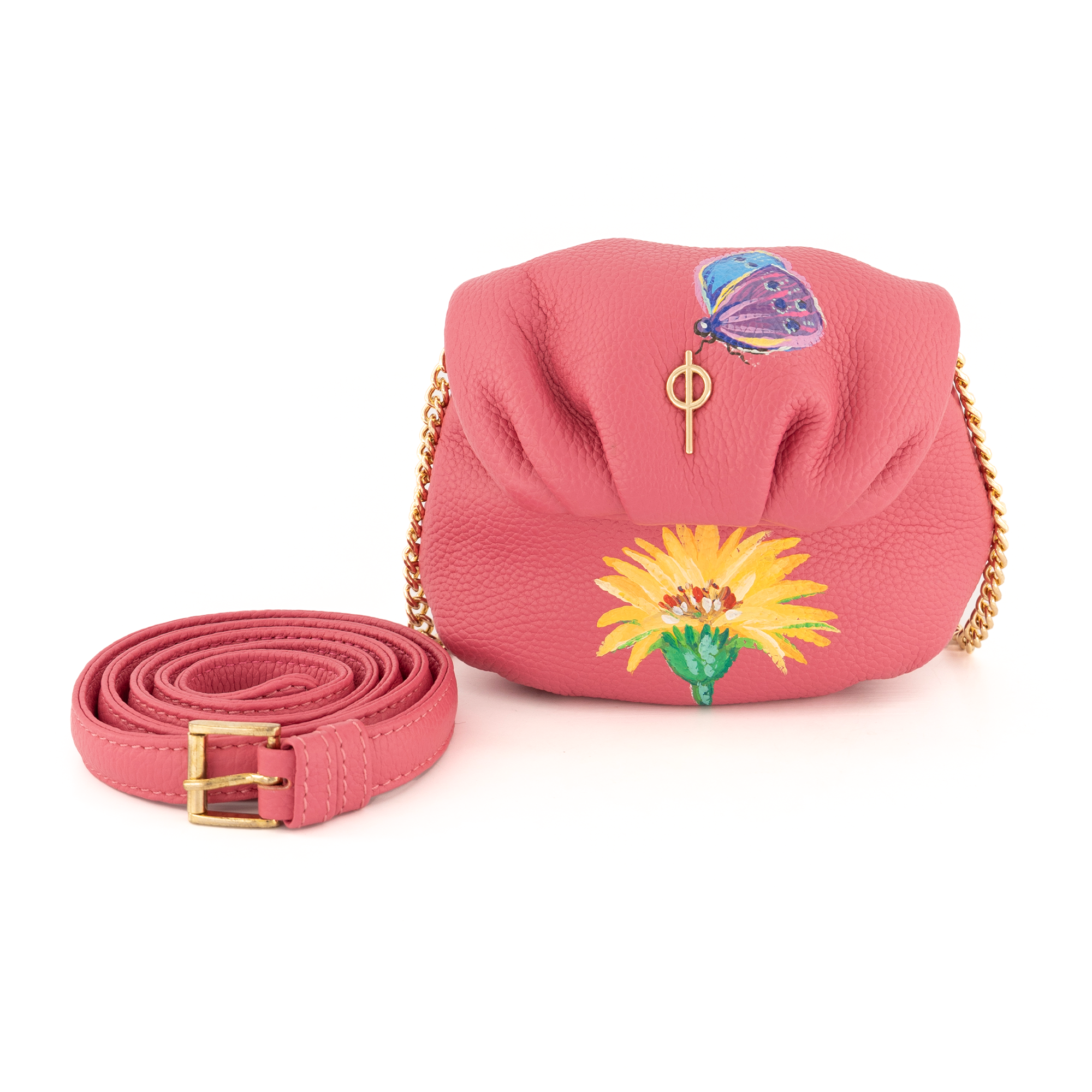 Otrera-Hand Painted Tiny Leda Pink-Omuz Çantası-4-Milagron.com