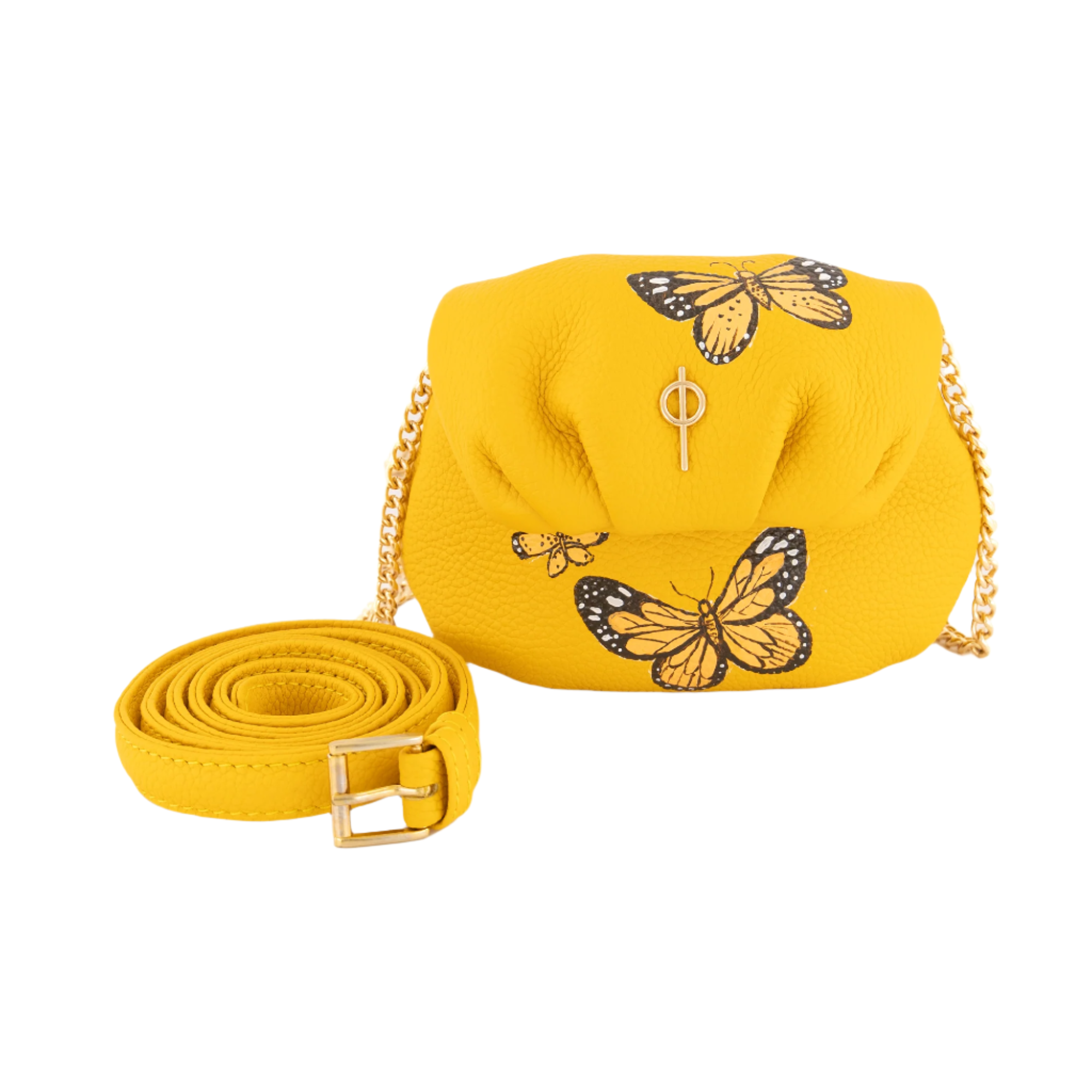 Otrera-Hand Painted Tiny Leda Yellow-Omuz Çantası-1-Milagron.com