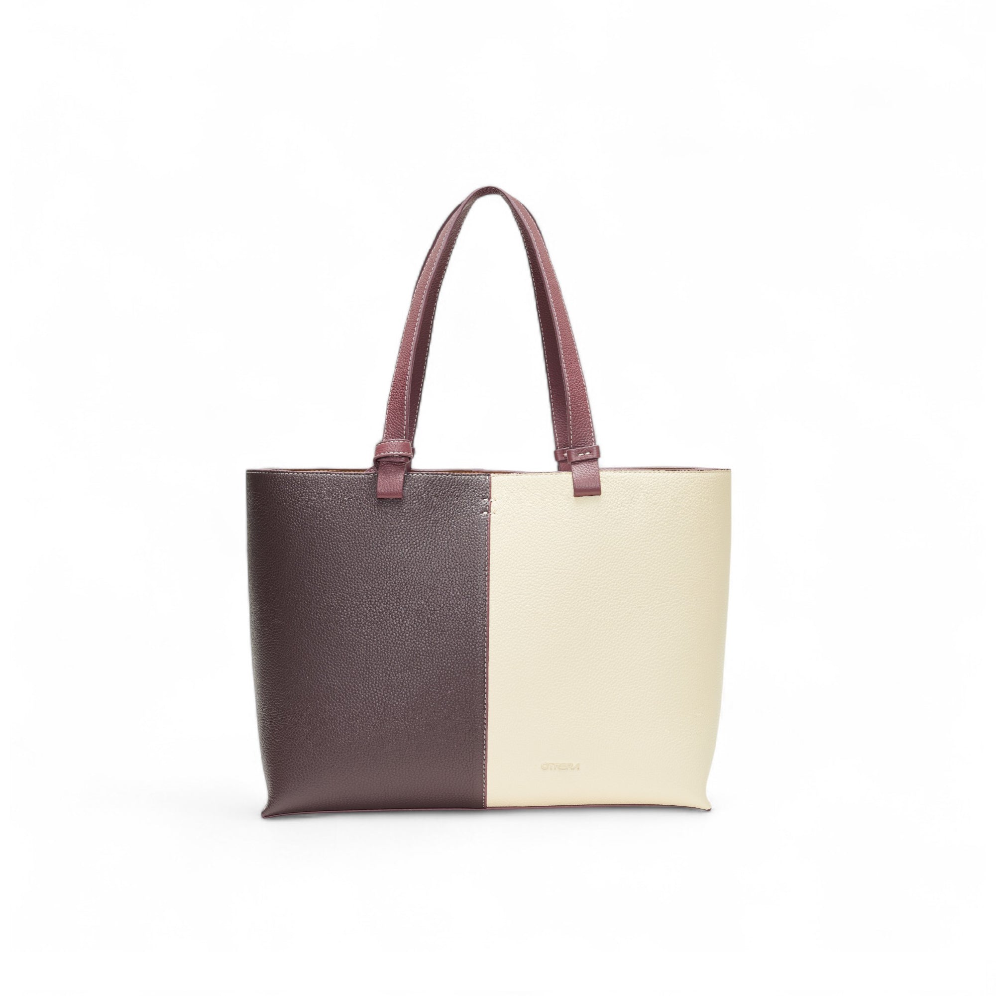 Otrera-Hebe Bag Burgundy&Beige-Shopper / Tote Bag-2-Milagron.com
