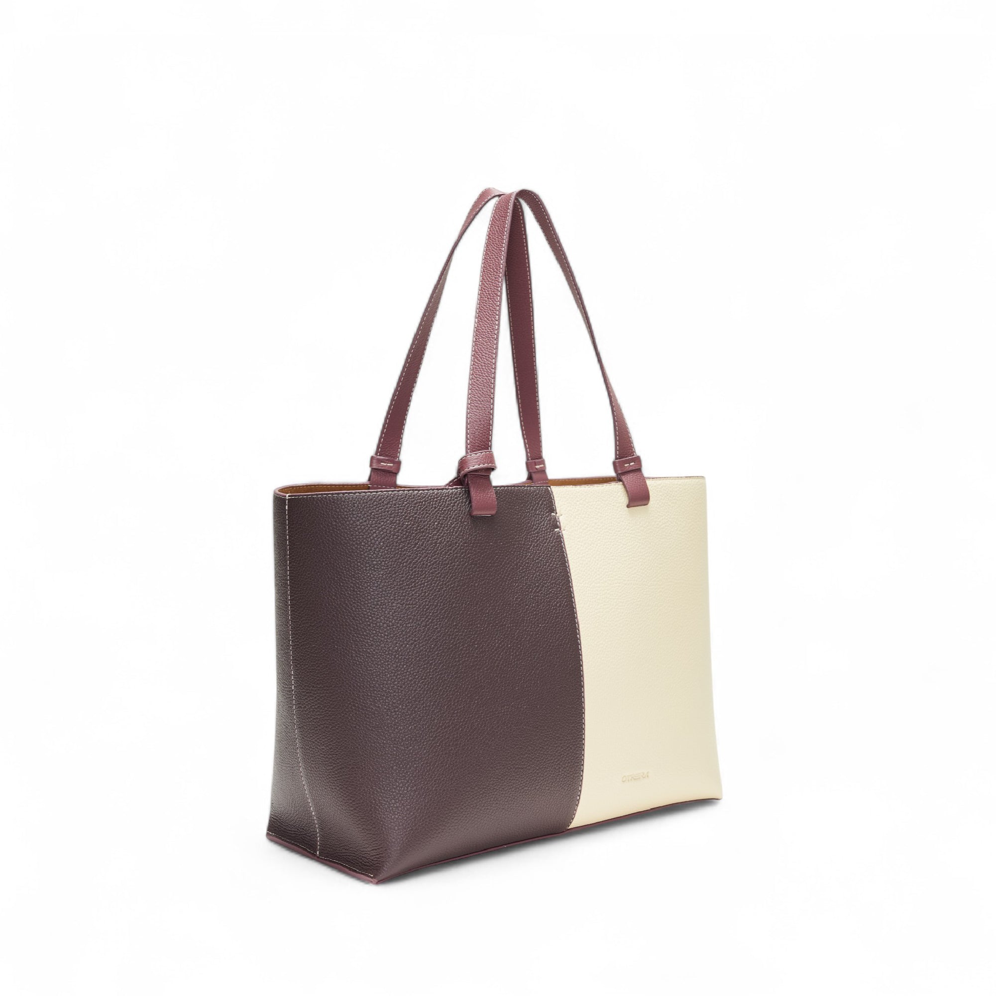 Otrera-Hebe Bag Burgundy&Beige-Shopper / Tote Bag-3-Milagron.com