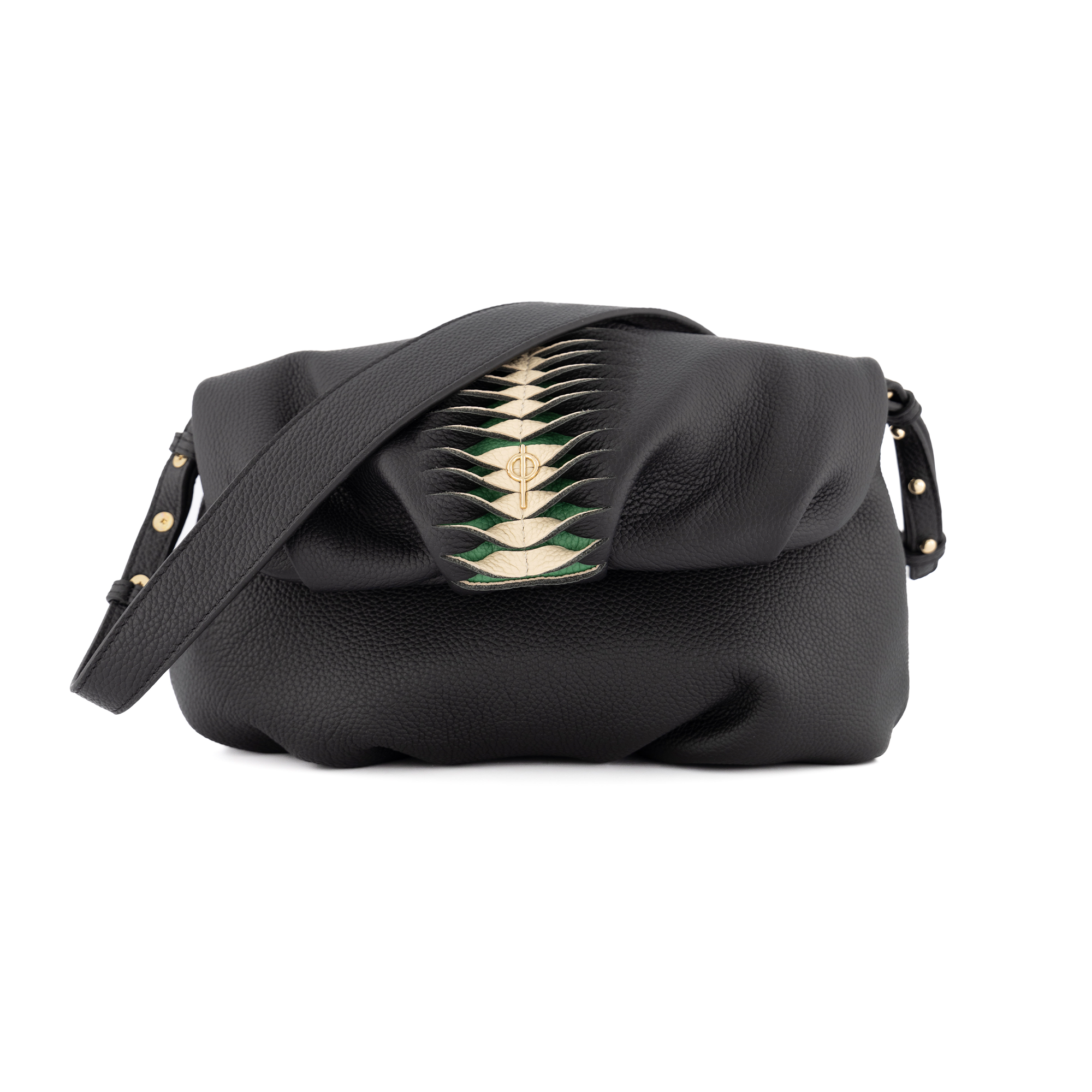 Otrera-Leda Hera Black/Green-Clutch-1-Milagron.com