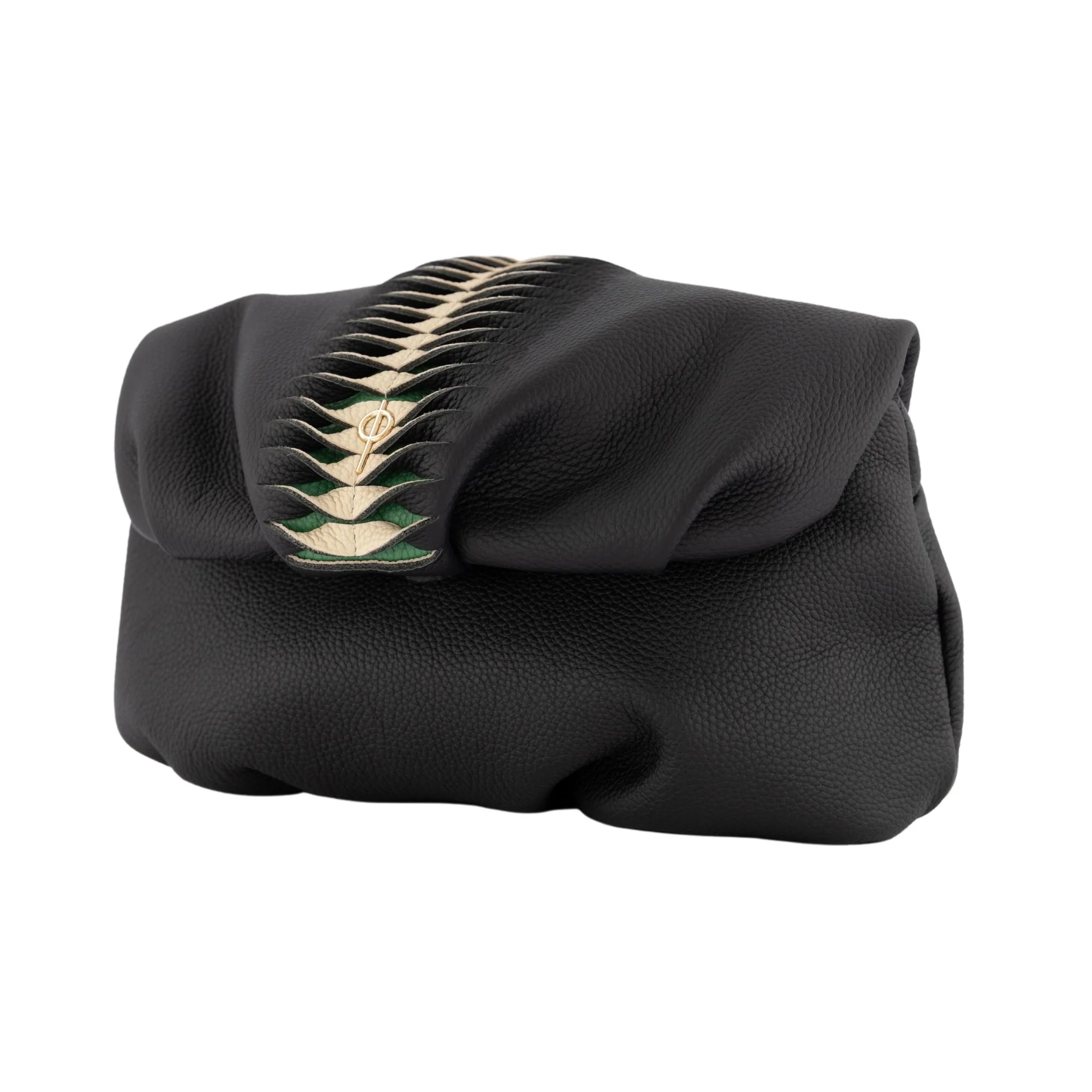 Otrera-Leda Hera Black/Green-Clutch-3-Milagron.com