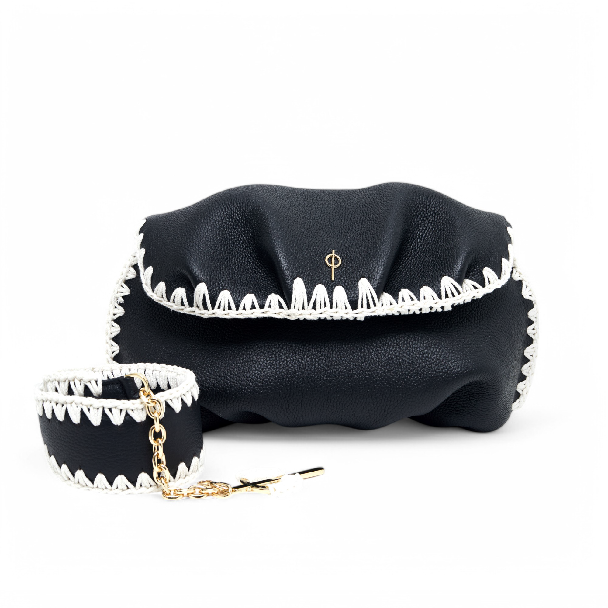 Otrera-Leda Macrame Black-Clutch-1-Milagron.com