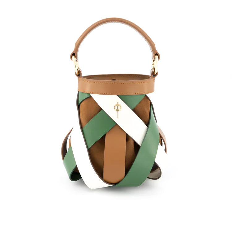 Otrera-Olina Tan & Green & White-El Çantası-1-Milagron.com