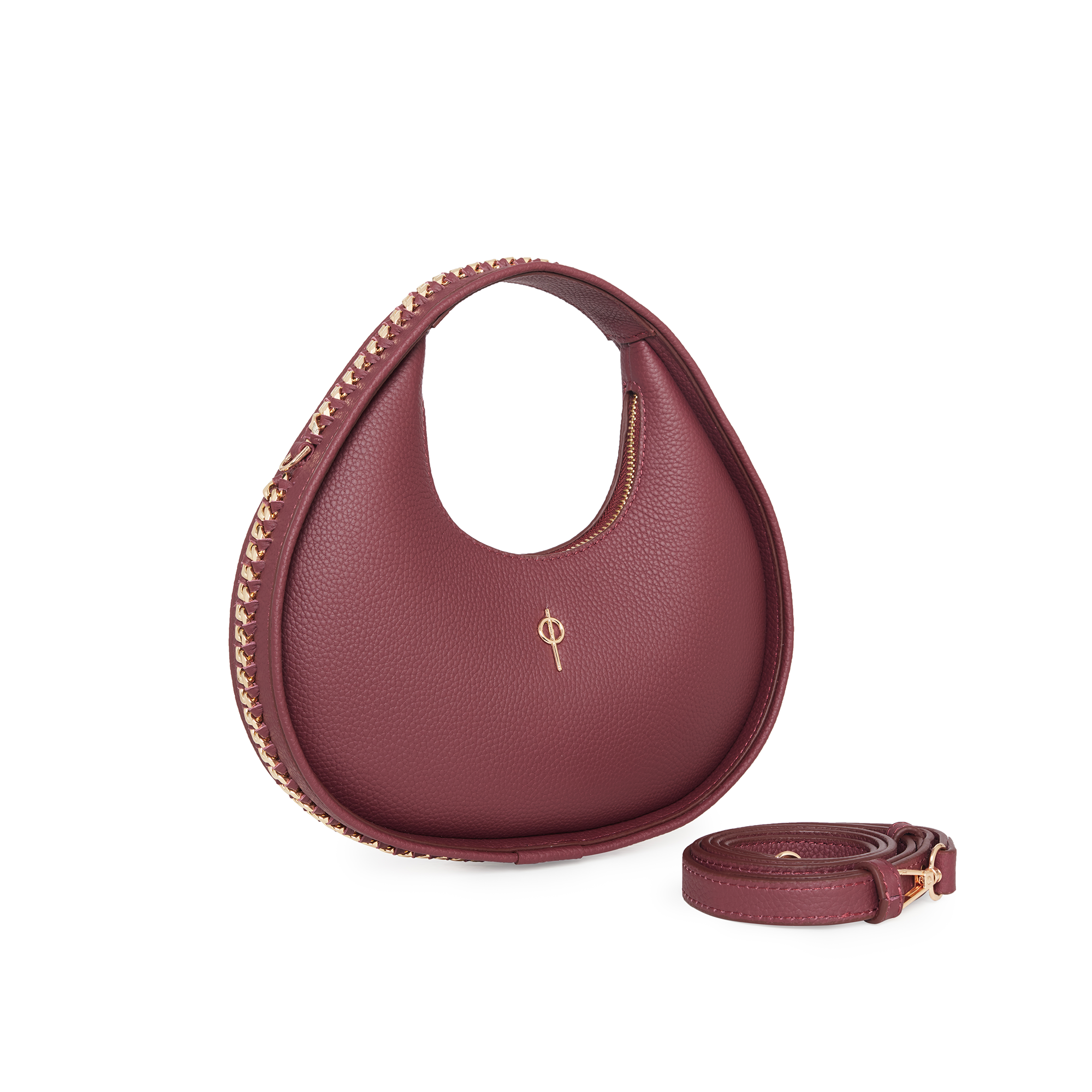 Otrera-Round Chain Bag Burgundy-Omuz Çantası-2-Milagron.com