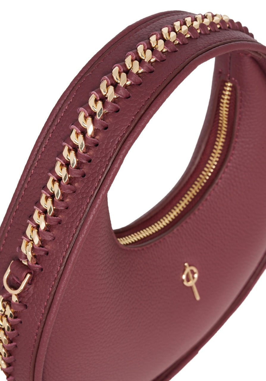 Otrera-Round Chain Bag Burgundy-Omuz Çantası-3-Milagron.com