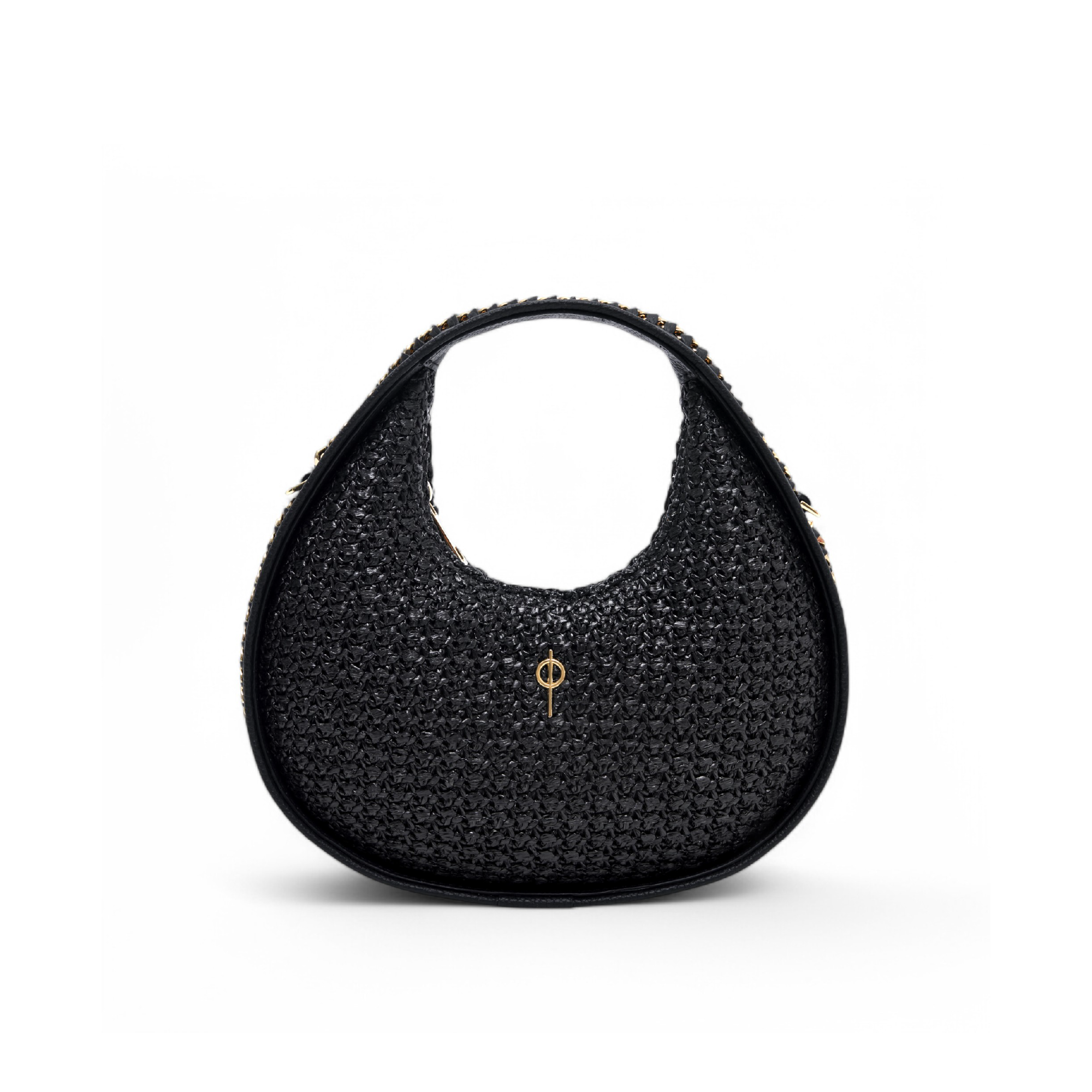 Otrera-Round Chain Bag Straw Black-Crossbody bag-1-Milagron.com