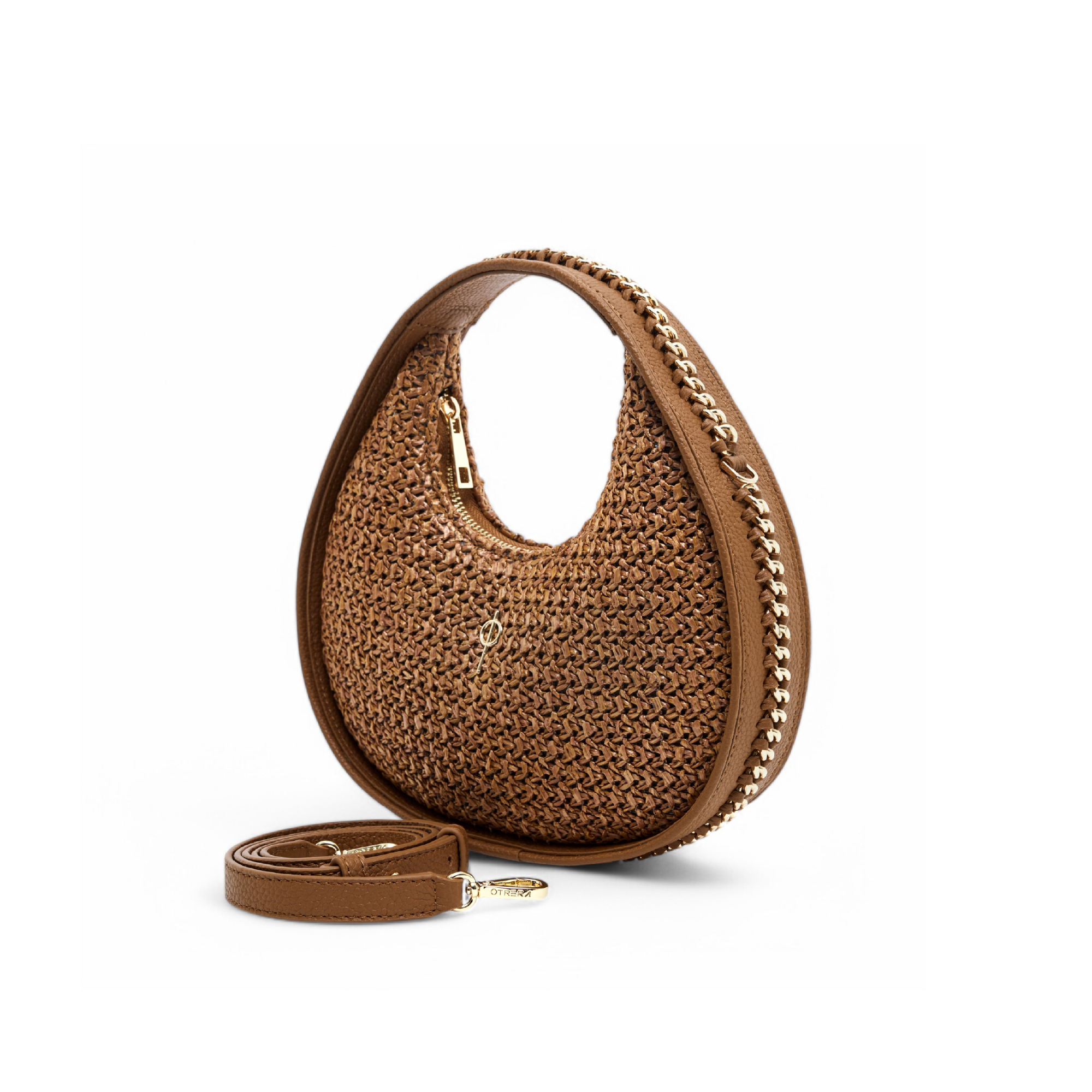 Otrera-Round Chain Bag Straw Tan-Crossbody bag-2-Milagron.com