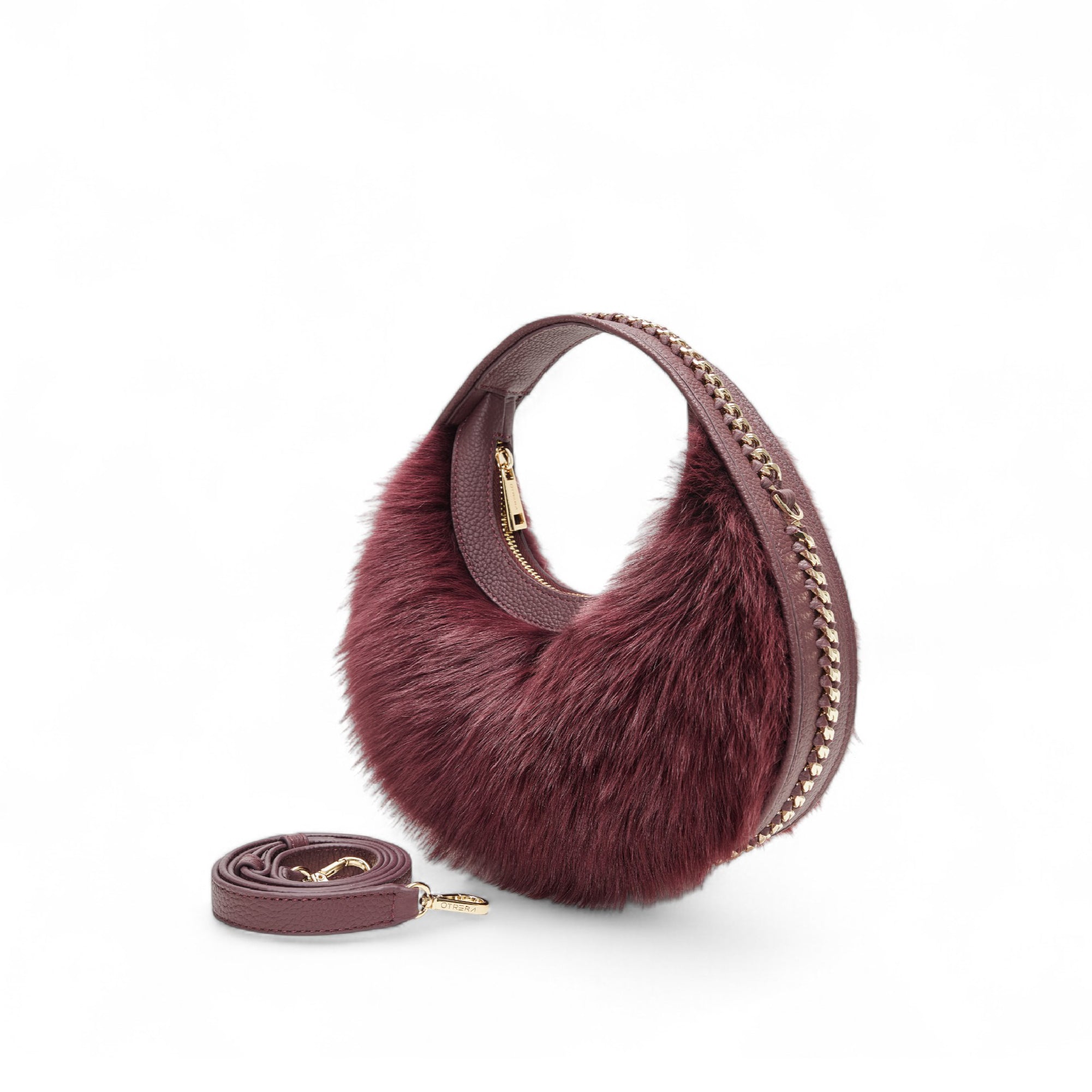 Otrera-Round Fluffy Burgundy-El Çantası-2-Milagron.com