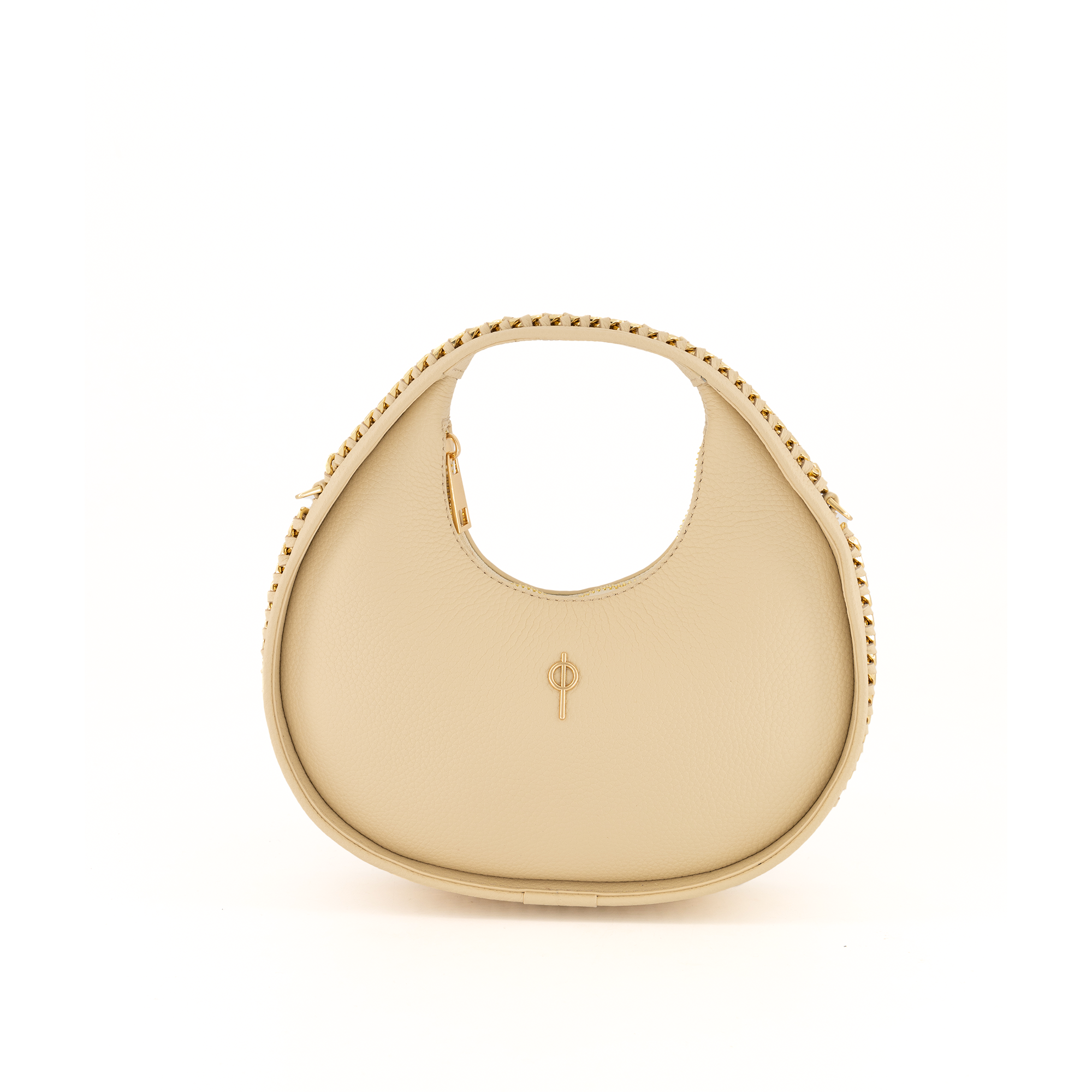 Otrera-SORUNLU - Round Chain Bag Beige-Omuz Çantası-1-Milagron.com