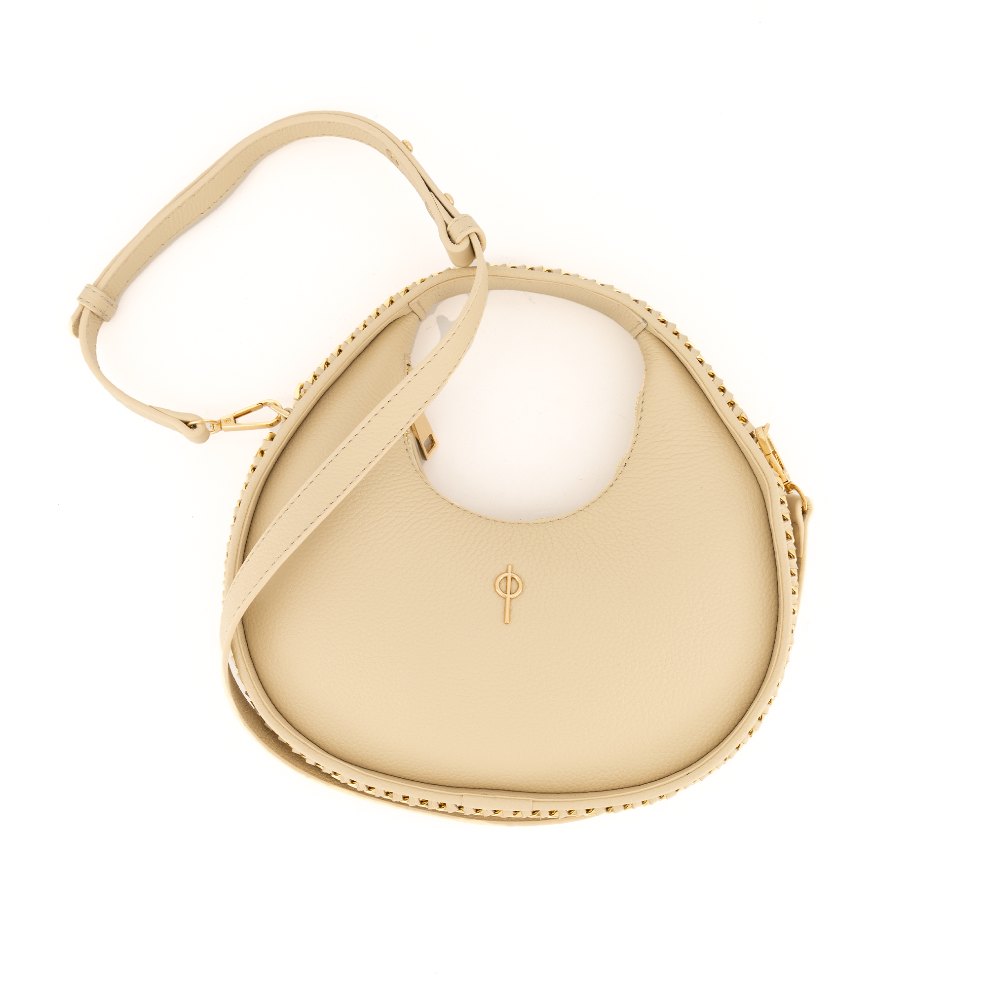 Otrera-SORUNLU - Round Chain Bag Beige-Omuz Çantası-4-Milagron.com