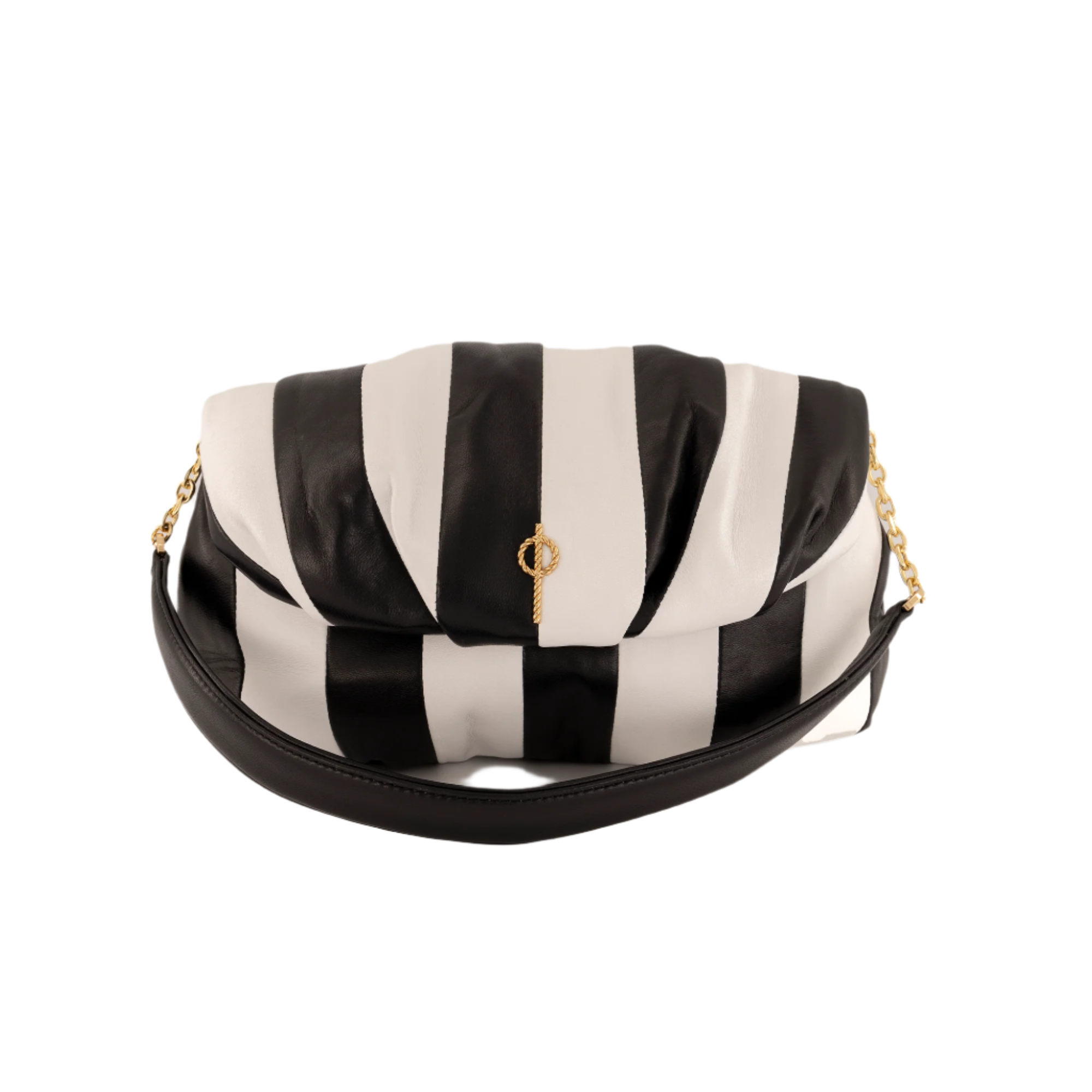 Otrera-Strıped Leda Black-Clutch-3-Milagron.com