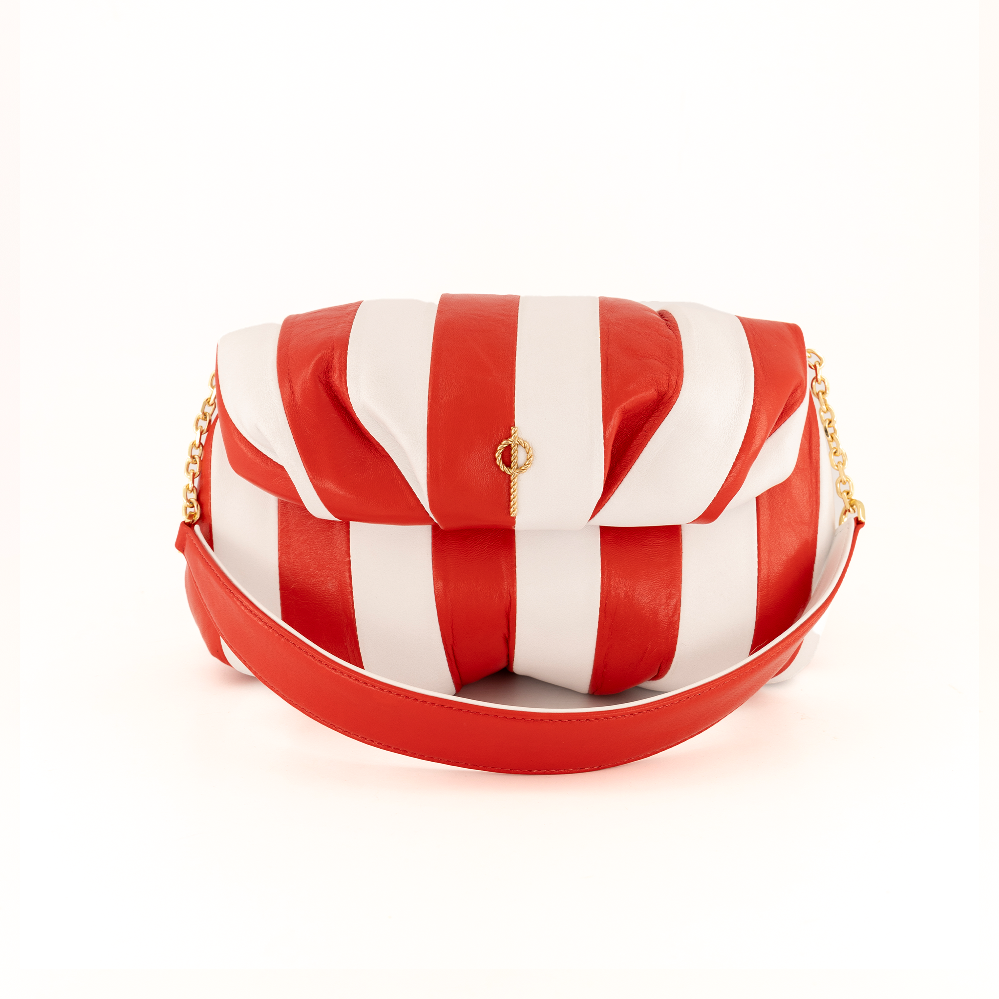 Otrera-Striped Leda Red-Clutch-4-Milagron.com