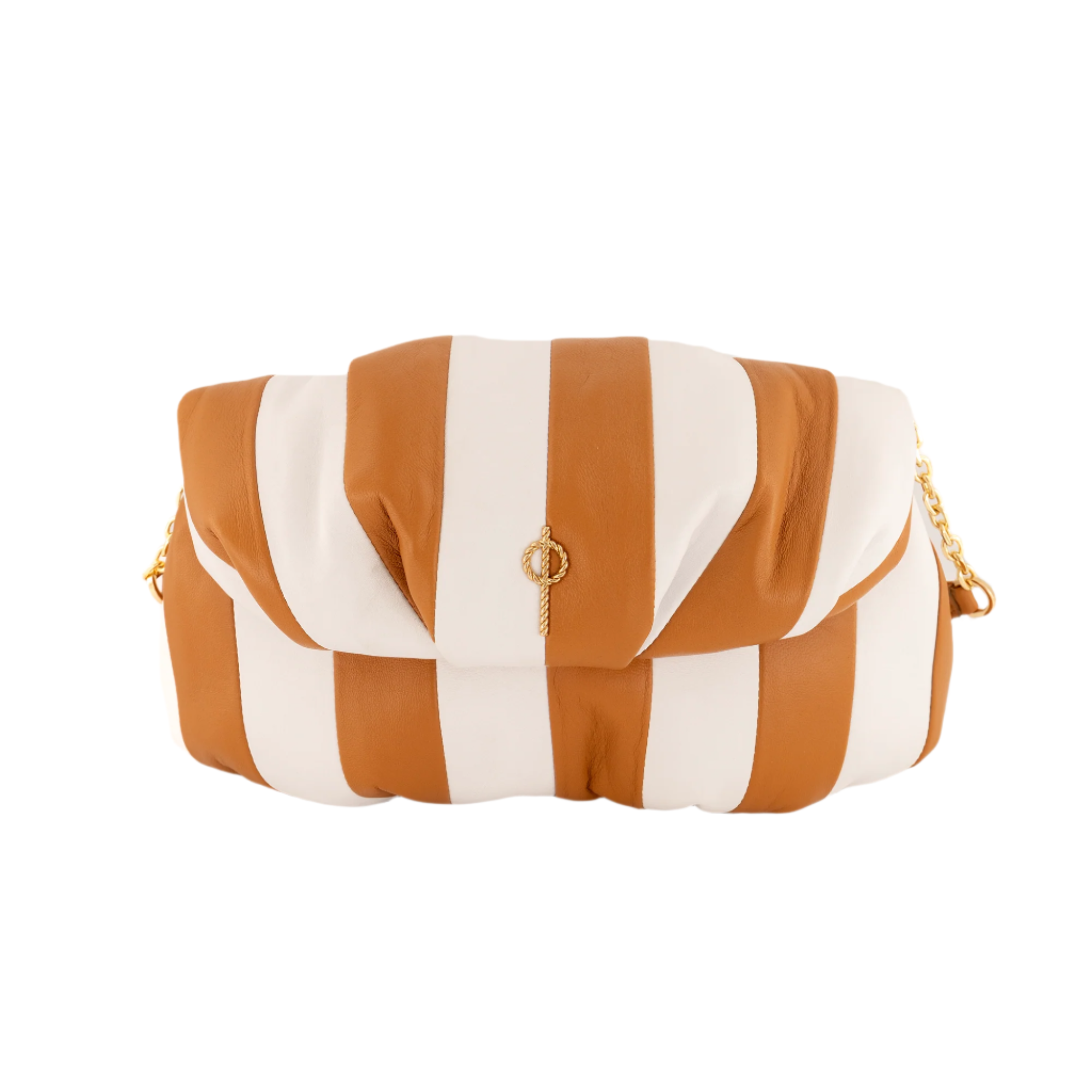Otrera-Striped Leda Tan-Clutch-1-Milagron.com