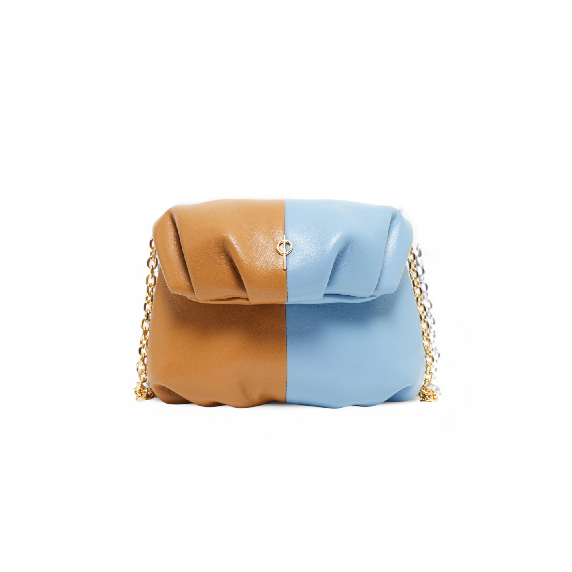 Otrera-Two Colored Baby Leda Floater Tan/Blue-Crossbody bag-1-Milagron.com