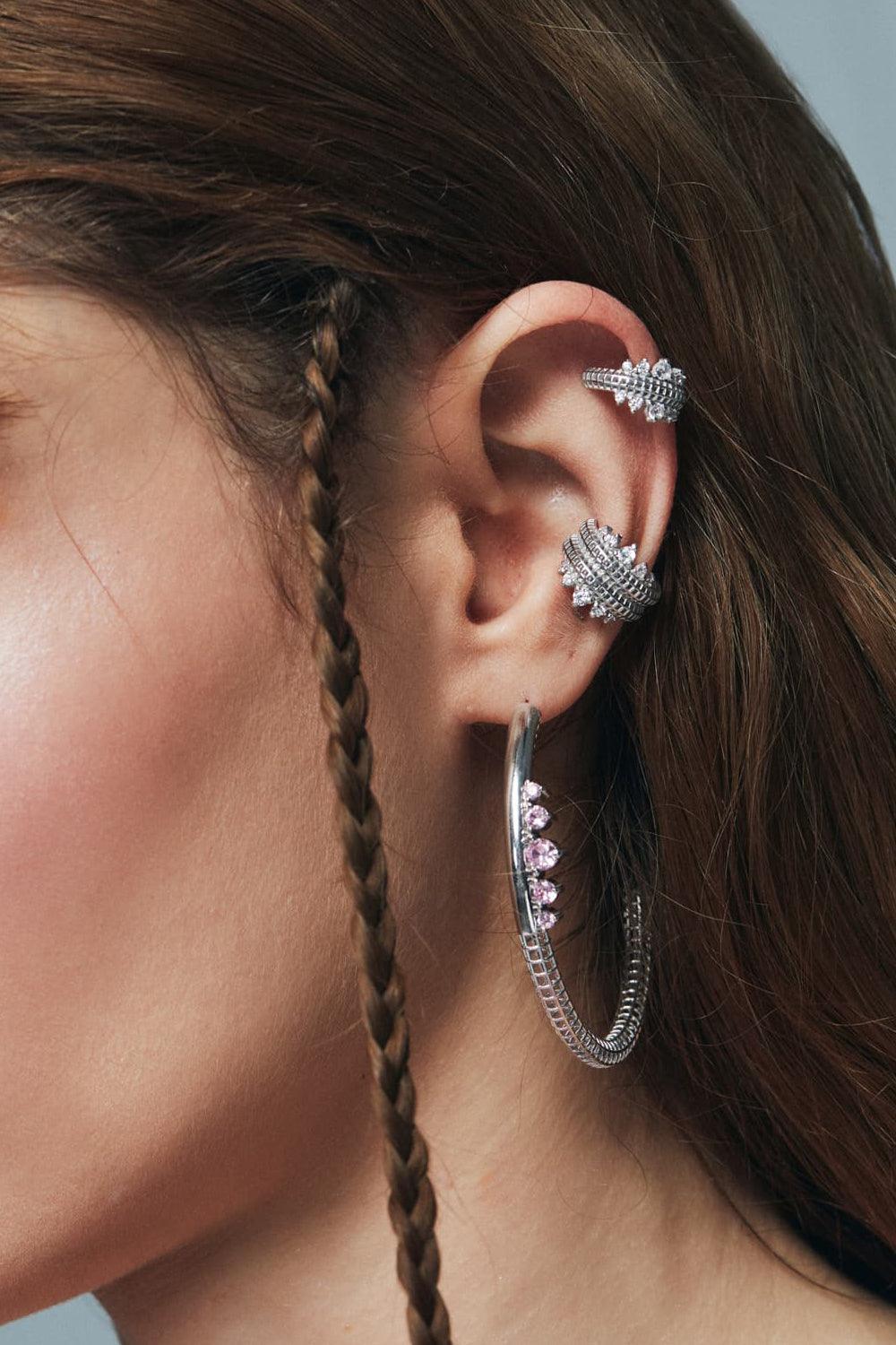 PACAL-Double Princess Semita Gümüş Kıkırdak Küpesi-Küpe-2-Milagron.com