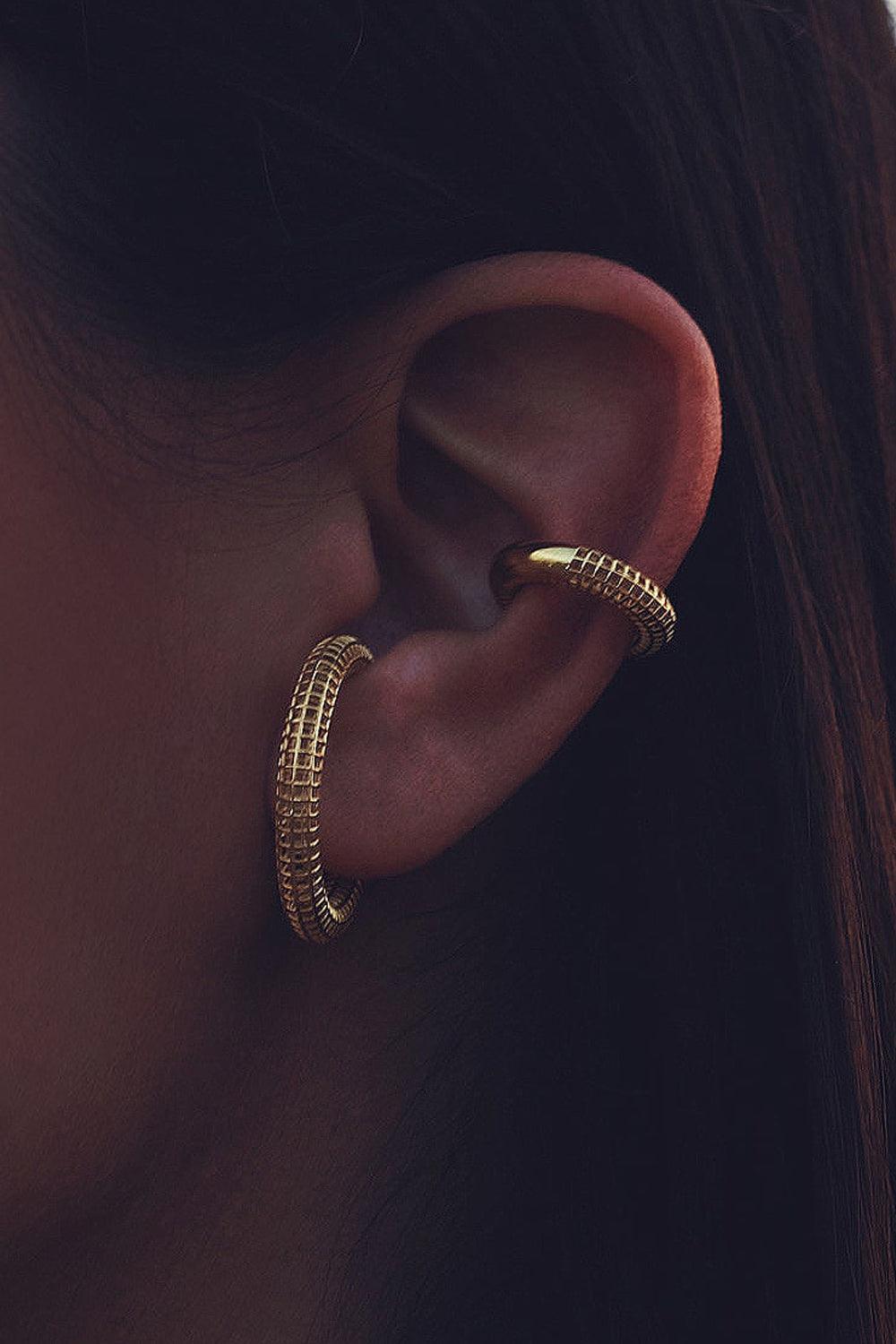 PACAL-Midi Luki Parlak Altın Kaplama Kıkırdak Küpesi-Küpe-2-Milagron.com