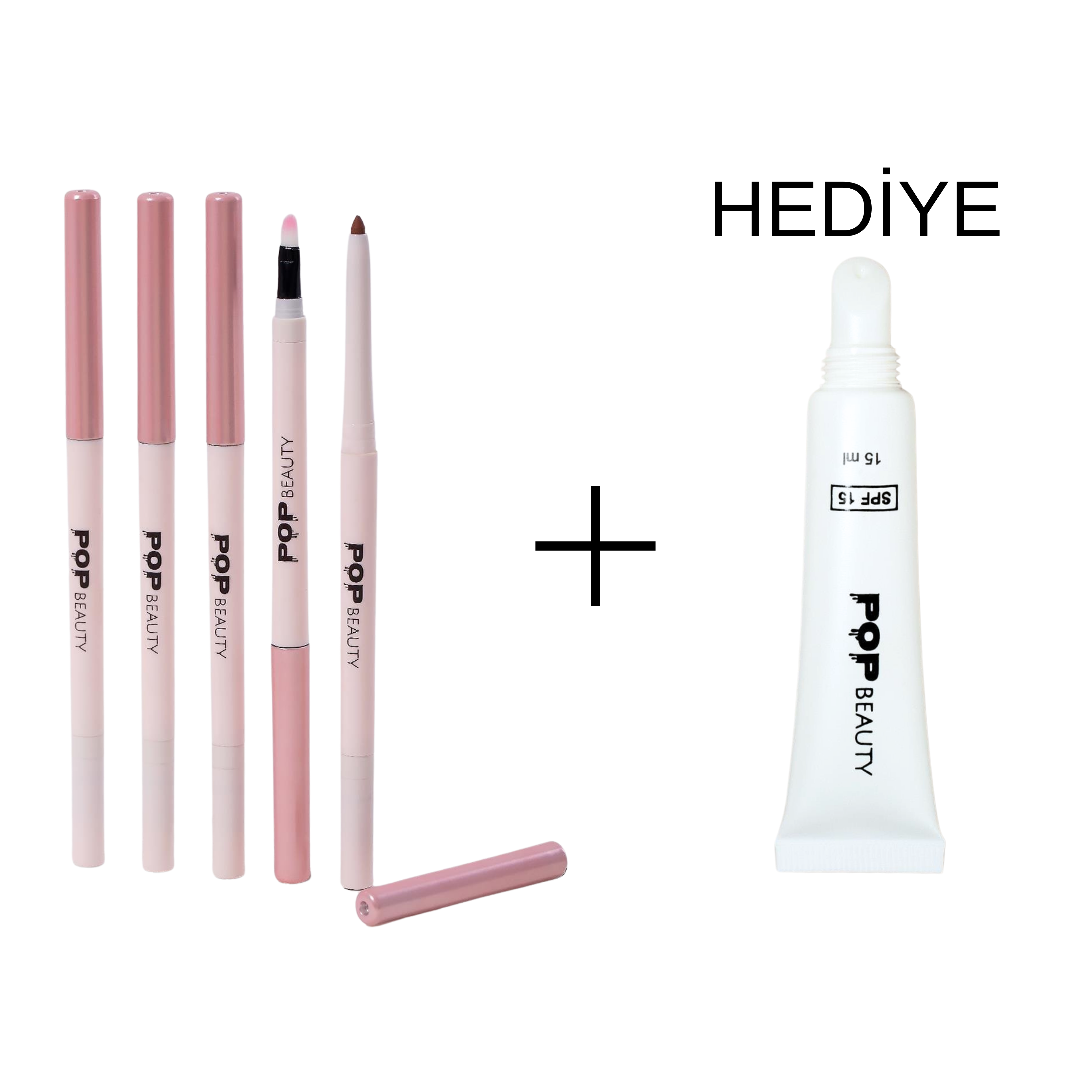 POP Beauty-5'li Dudak Kalemi Set - Hediye Lip Gloss-Makyaj Seti-1-Milagron.com
